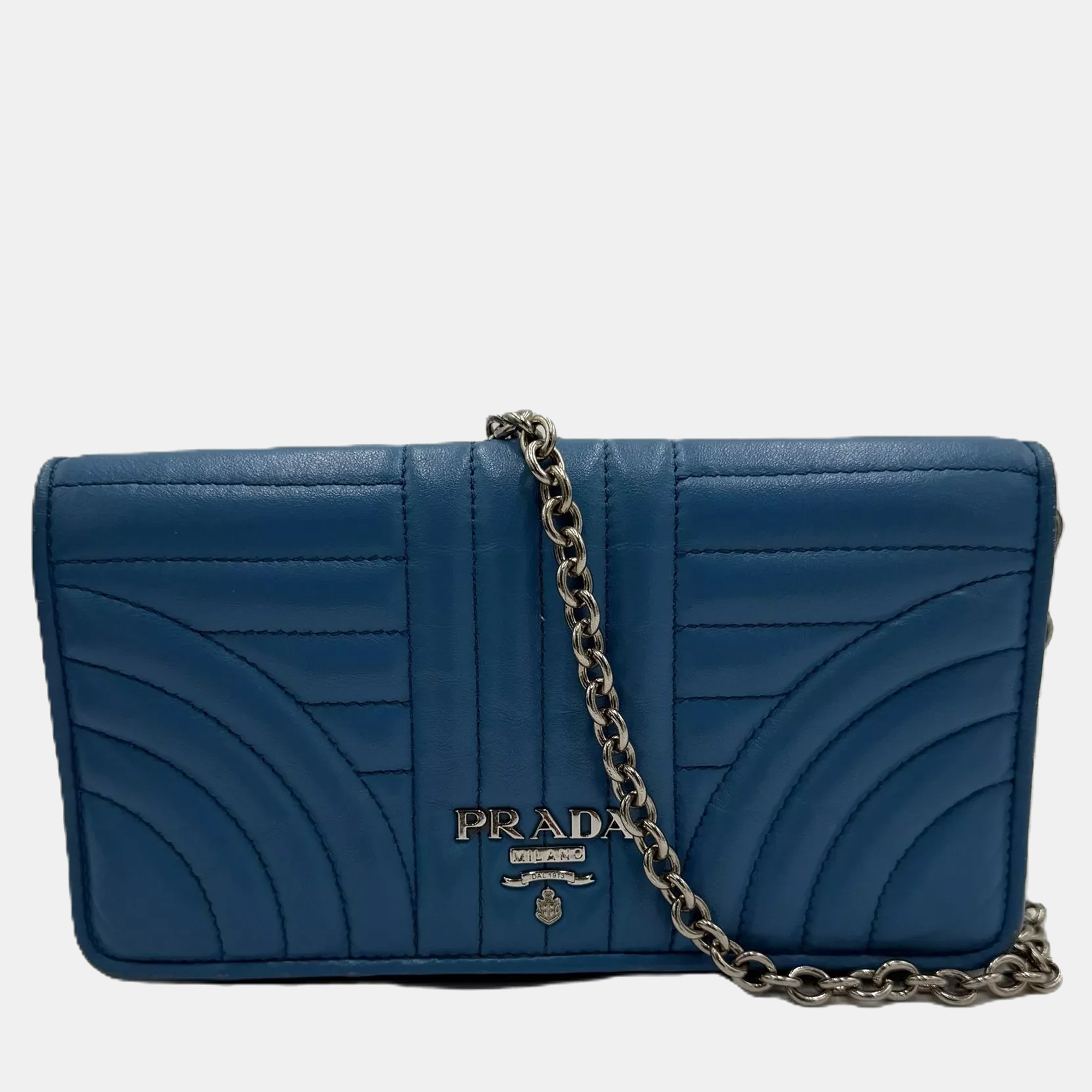 

Prada Diagramme Blue Leather Shoulder Bag