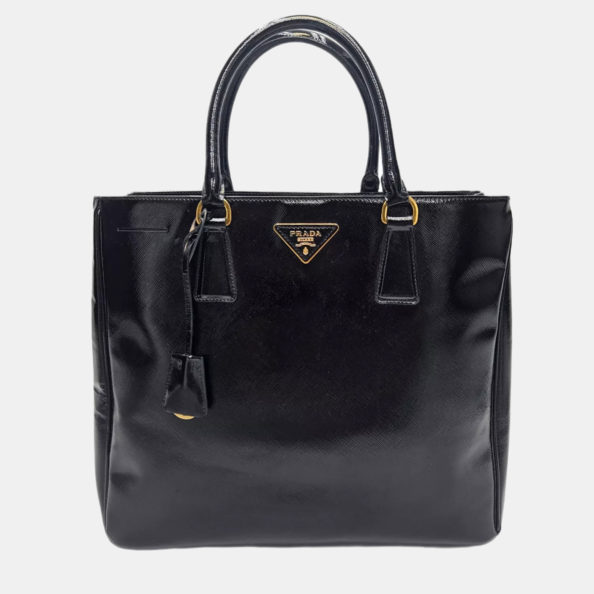 

Prada Gardener's Tote Large Black Patent Leather Tote Bag