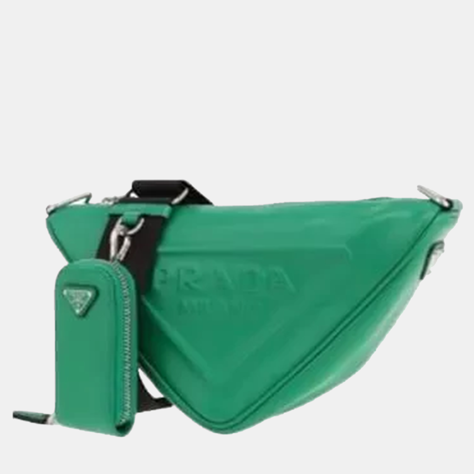 

Prada Triangle Green Leather Shoulder Bag