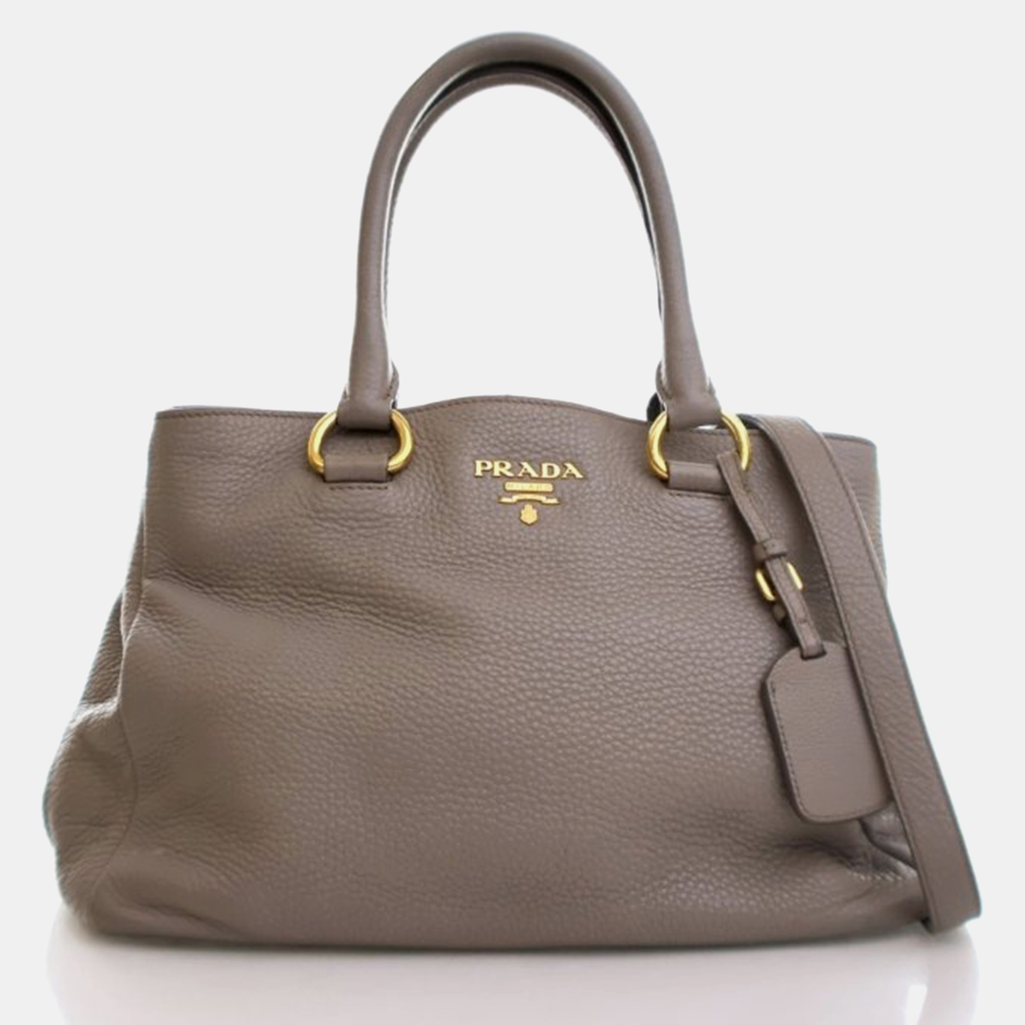 Pre-owned Prada Large Vitello Diano Shopper Tote In Brown