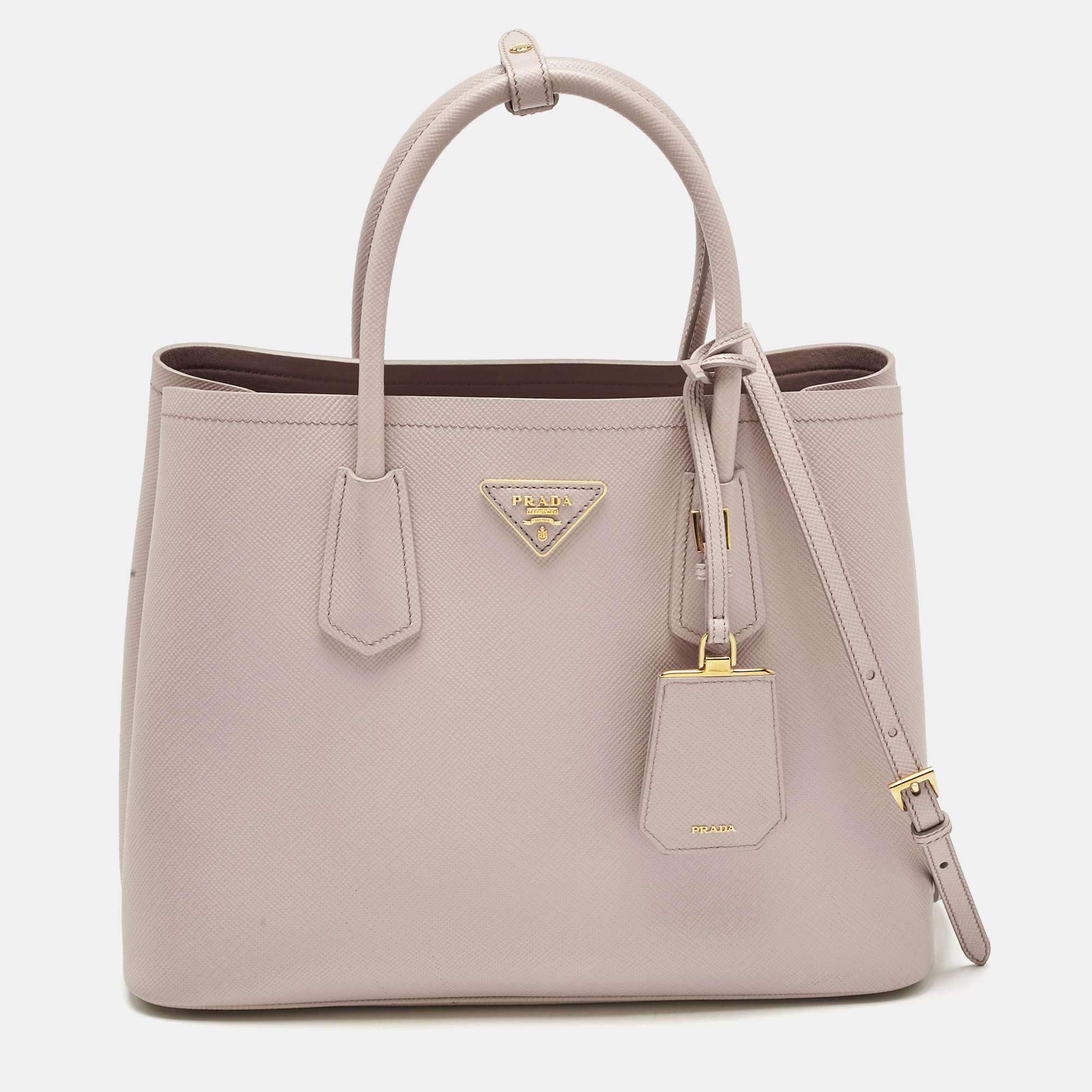 

Prada Light Pink Saffiano Cuir Leather Medium Double Handle Tote
