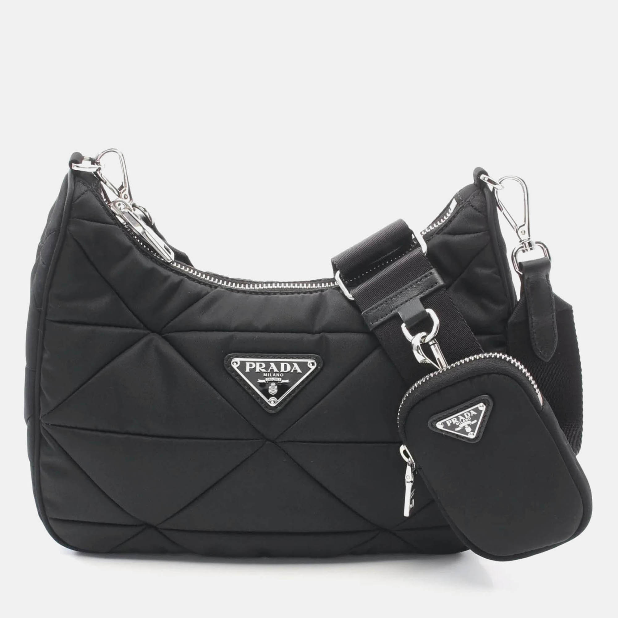 

Prada Tessuto Quilting Black Nylon Shoulder Bag