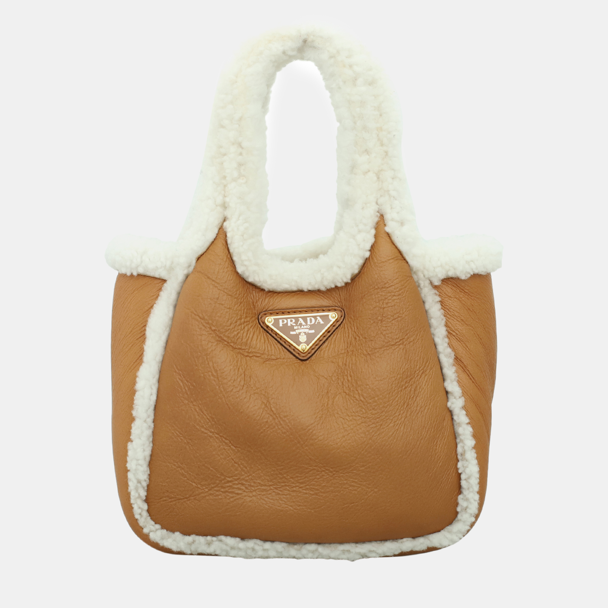 

Prada Shearling Mini Handbag, Brown