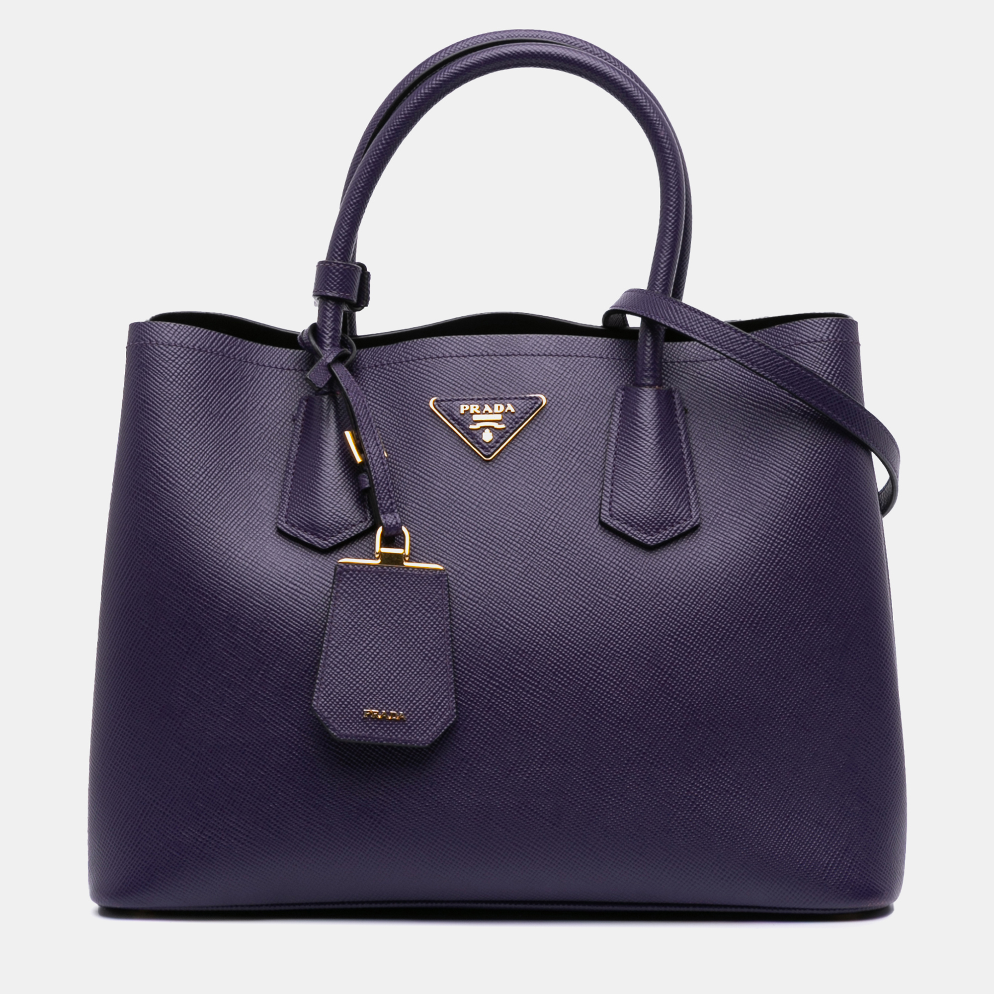 

Prada Purple Medium Saffiano Cuir Double Satchel