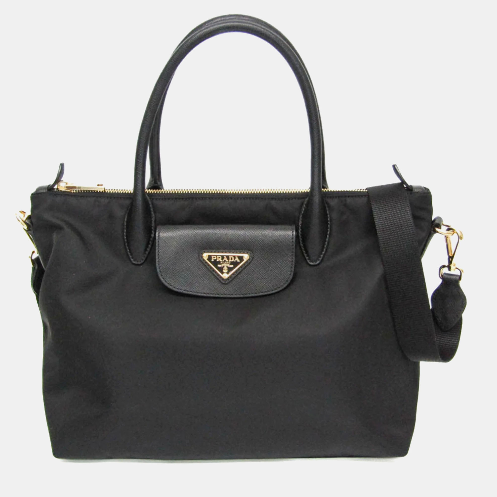 

Prada Leather Nylon Handbag Shoulder Bag Black