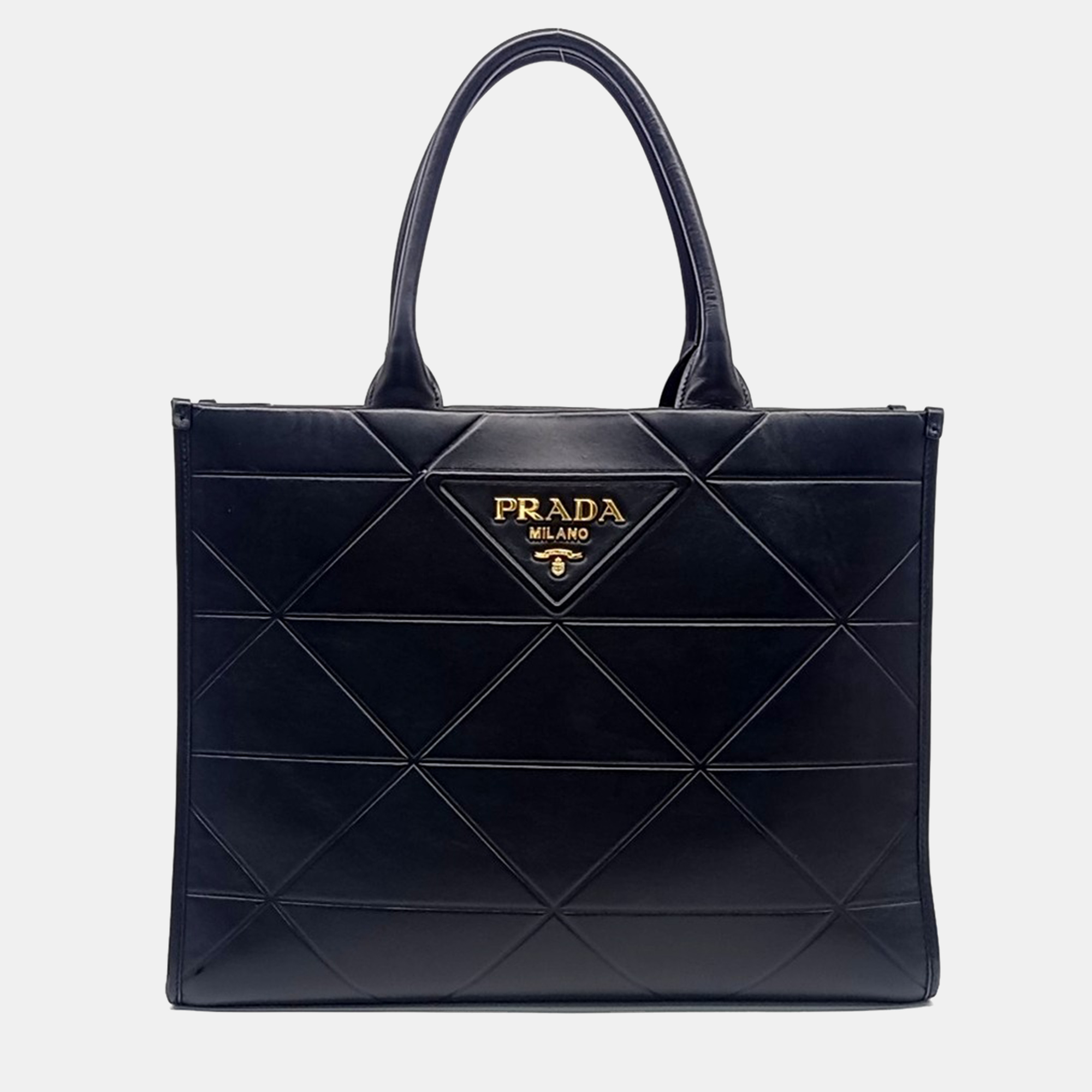 

Prada Black Leather Soft Calf Logo Tote Bag