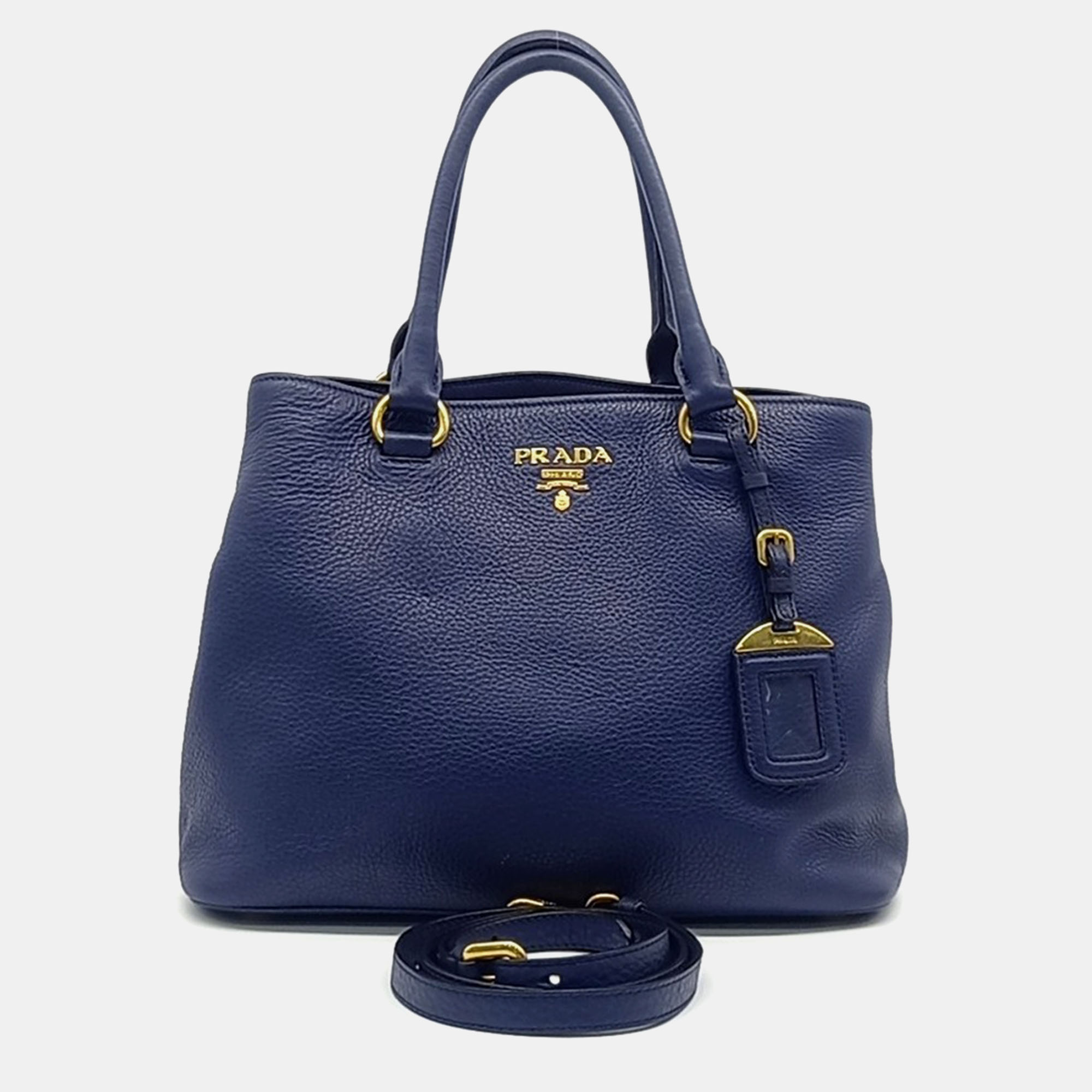 

Prada Blue Leather Vitello Phoenix Tote and Shoulder Bag