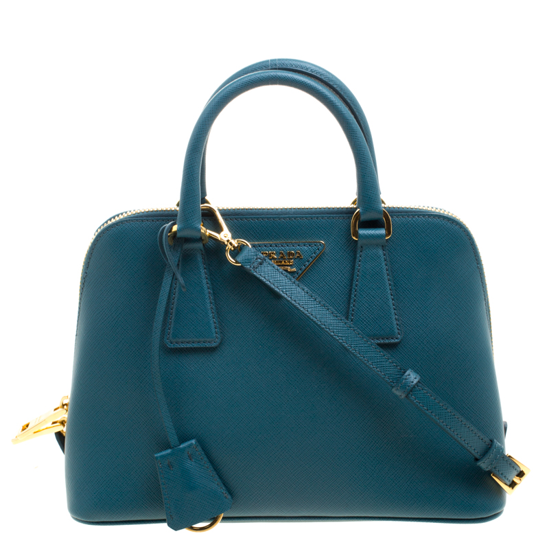Pre Owned Prada Teal Green Saffiano Lux Leather Promenade Tote