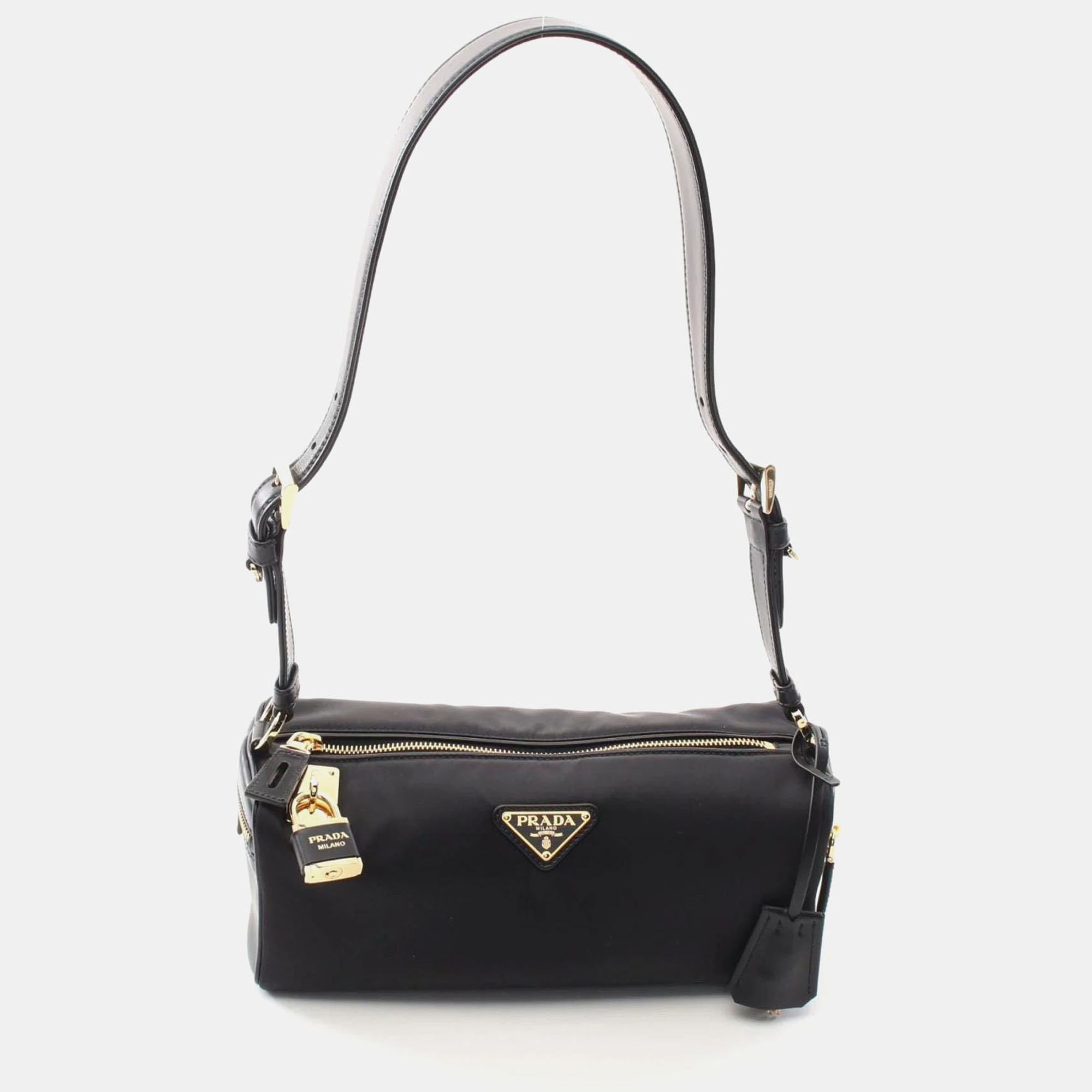 

Prada Black Nylon Leather Shoulder Bag