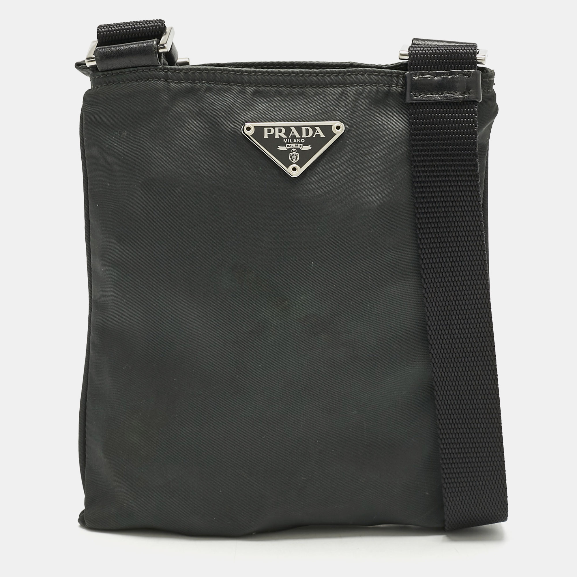

Prada Charcoal Black Nylon Mini Flat Crossbody Bag
