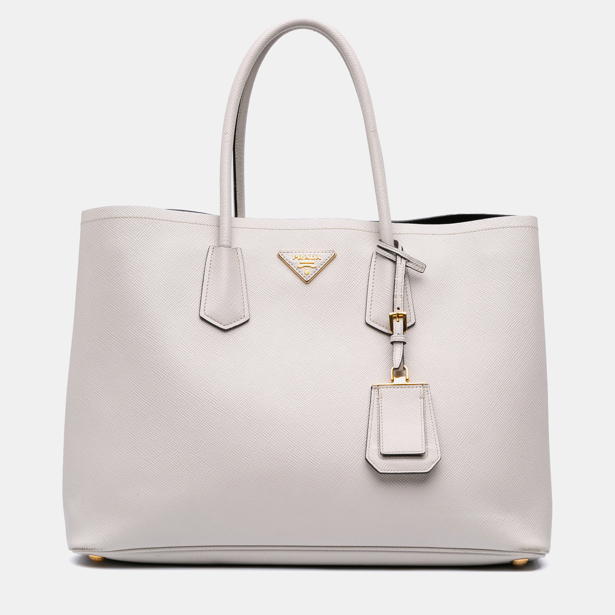 

Prada White Large Saffiano Cuir Double Satchel