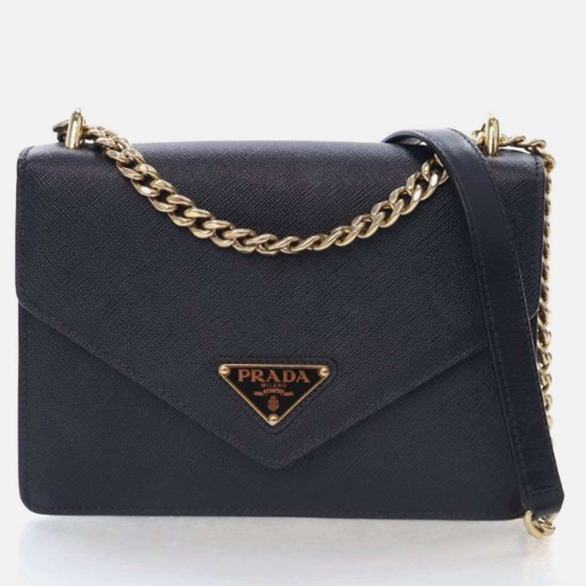 

Prada Envelope Small Black Calfskin Shoulder Bag