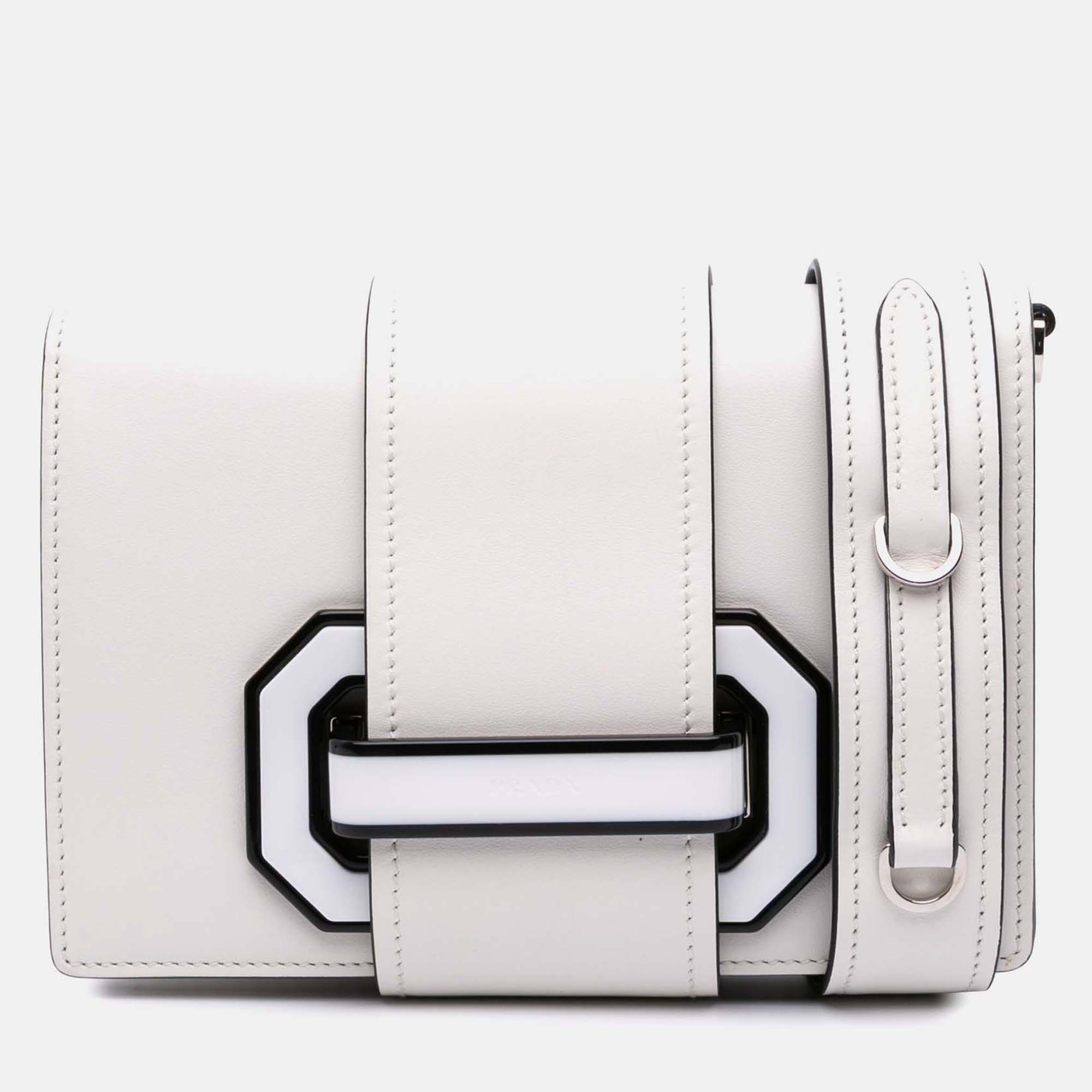 

Prada White City Calf Plex Ribbon Bag