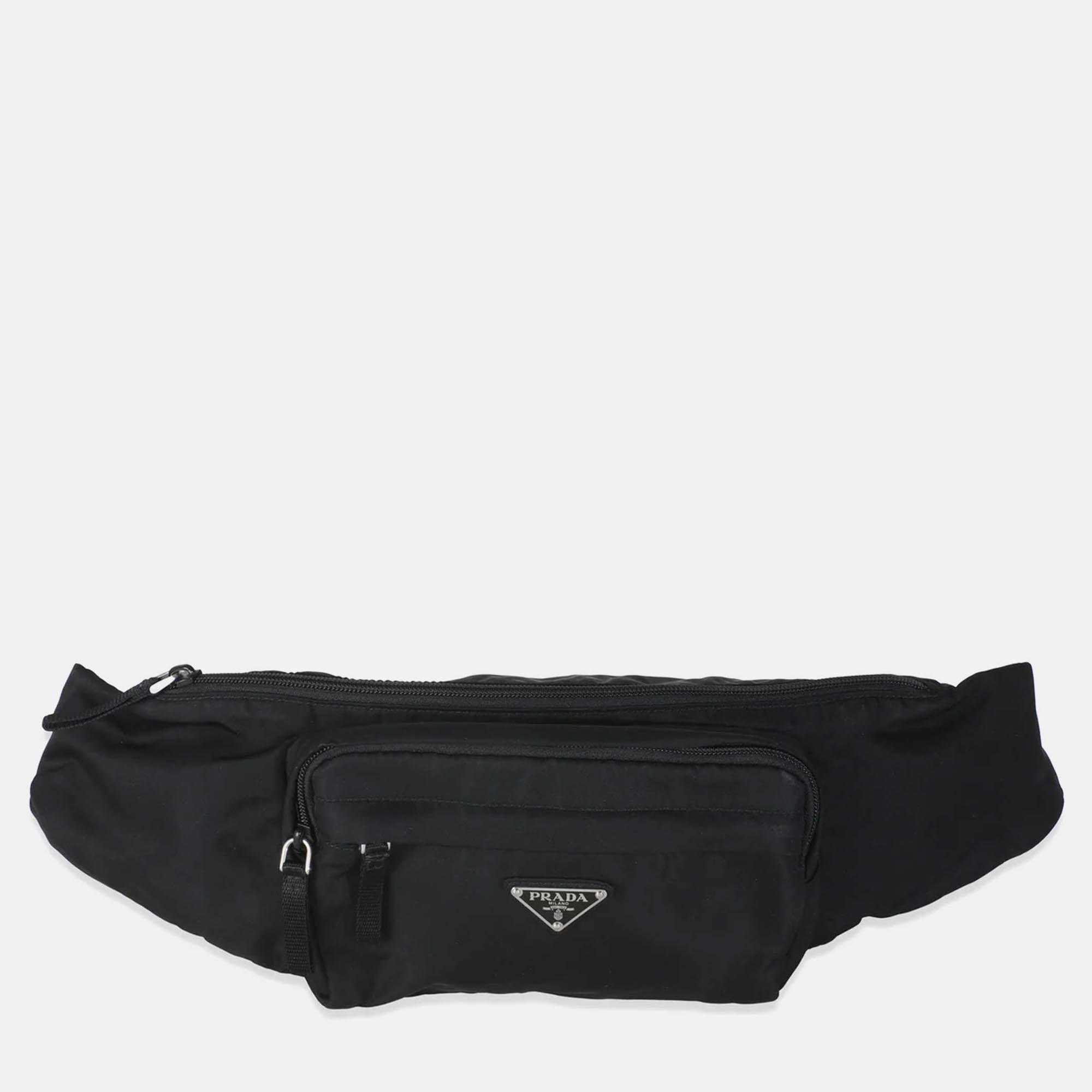 

Prada Black Re-Nylon Saffiano Logo Waist Bag