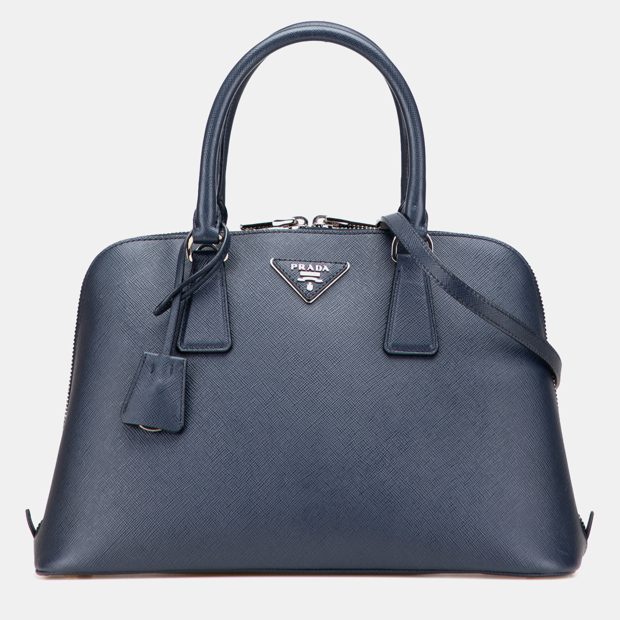 

Prada Navy Blue Medium Saffiano Lux Promenade Satchel