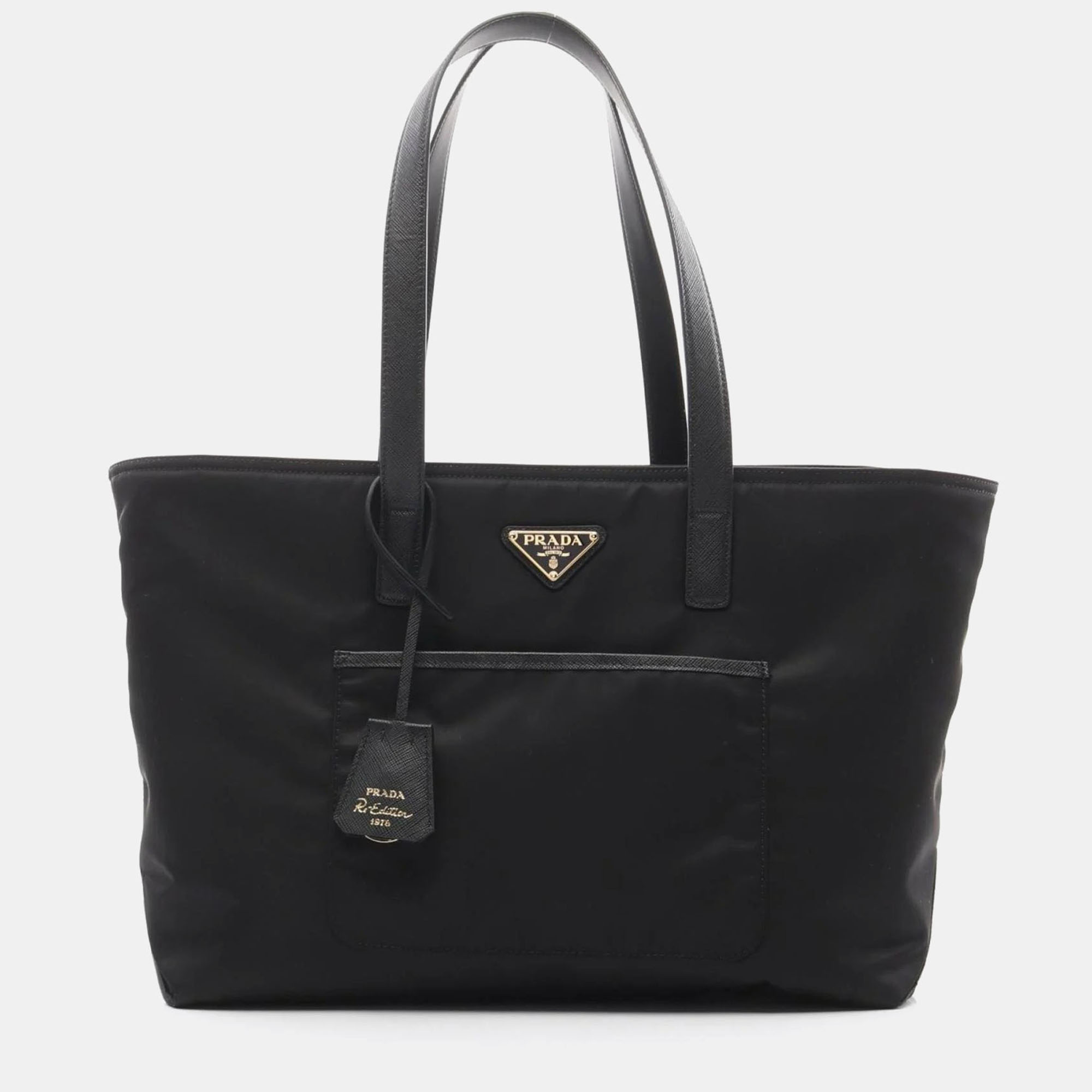 Pre-owned Prada Re-edition 1978 Re Nylon Tessuto+saffiano Tote Bag Nylon Saffiano Leather Black