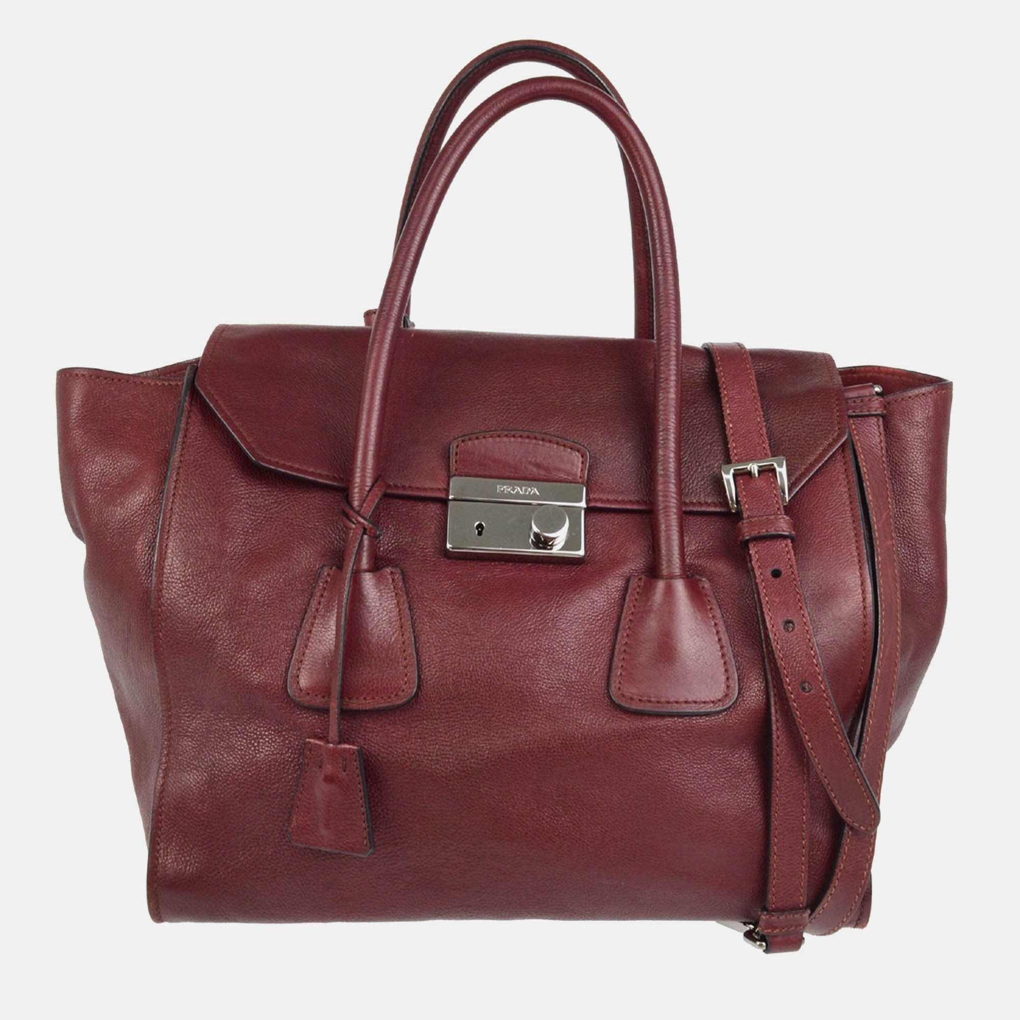 

Prada Bordeaux Leather 2way Tote Bag, Red