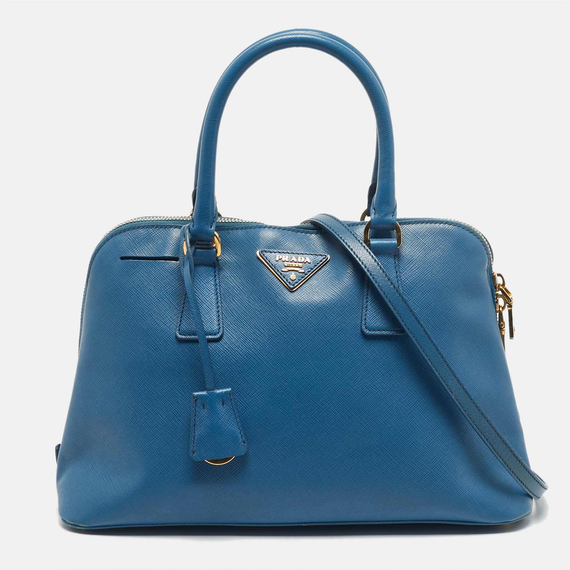 

Prada Blue Saffiano Leather  Promenade Satchel