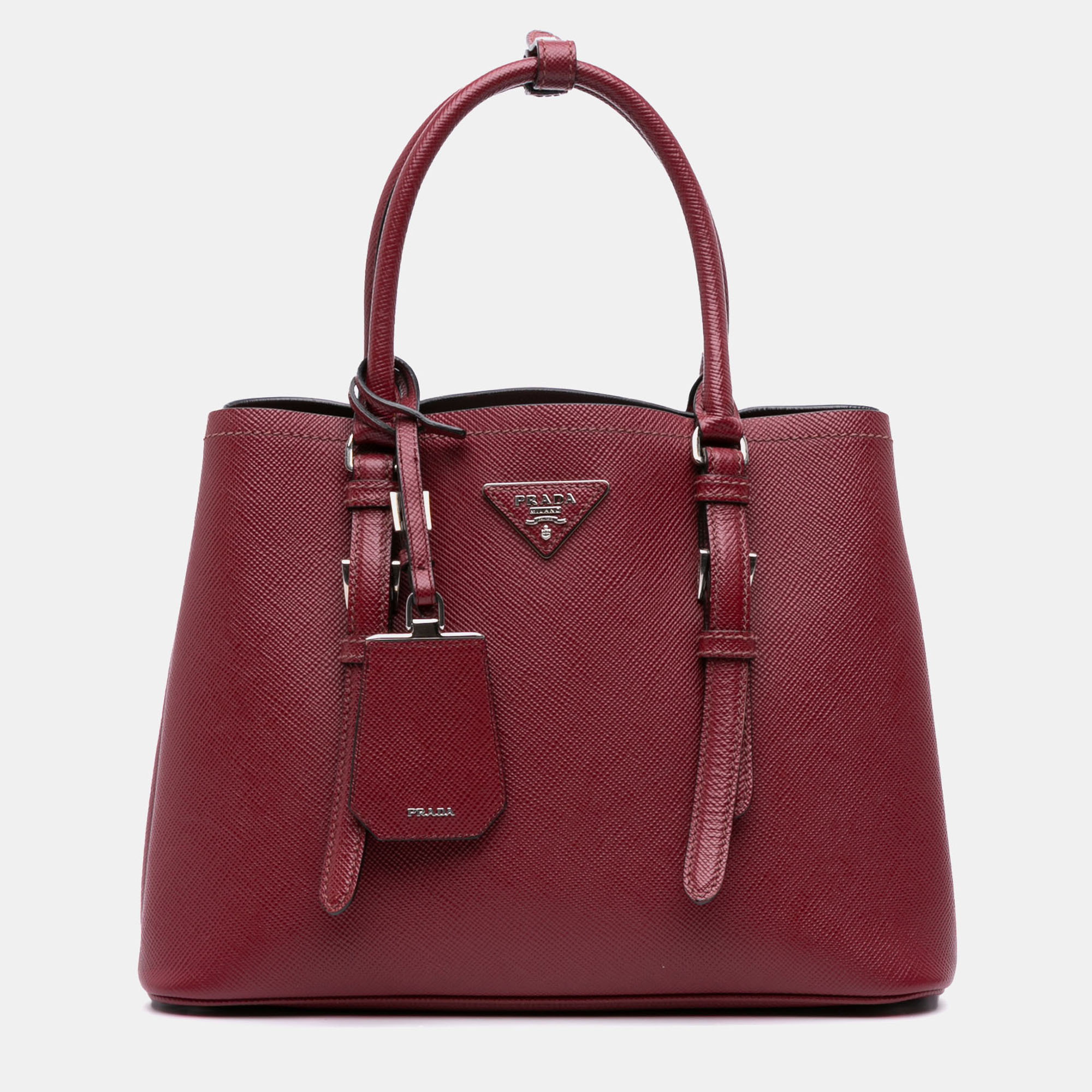 

Prada Red Saffiano Cuir Double Satchel