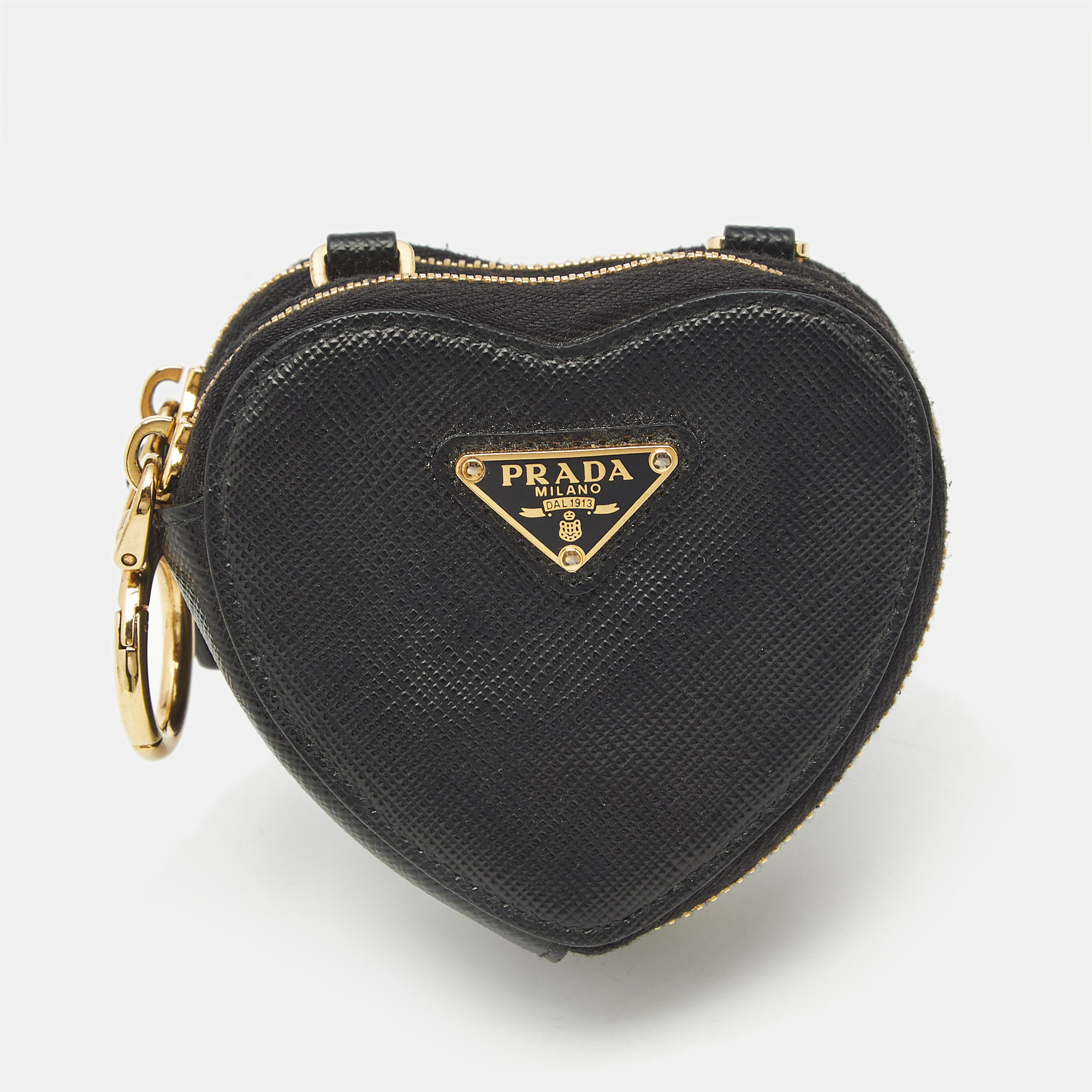 

Prada Black Saffiano Leather Heart Double Pouch