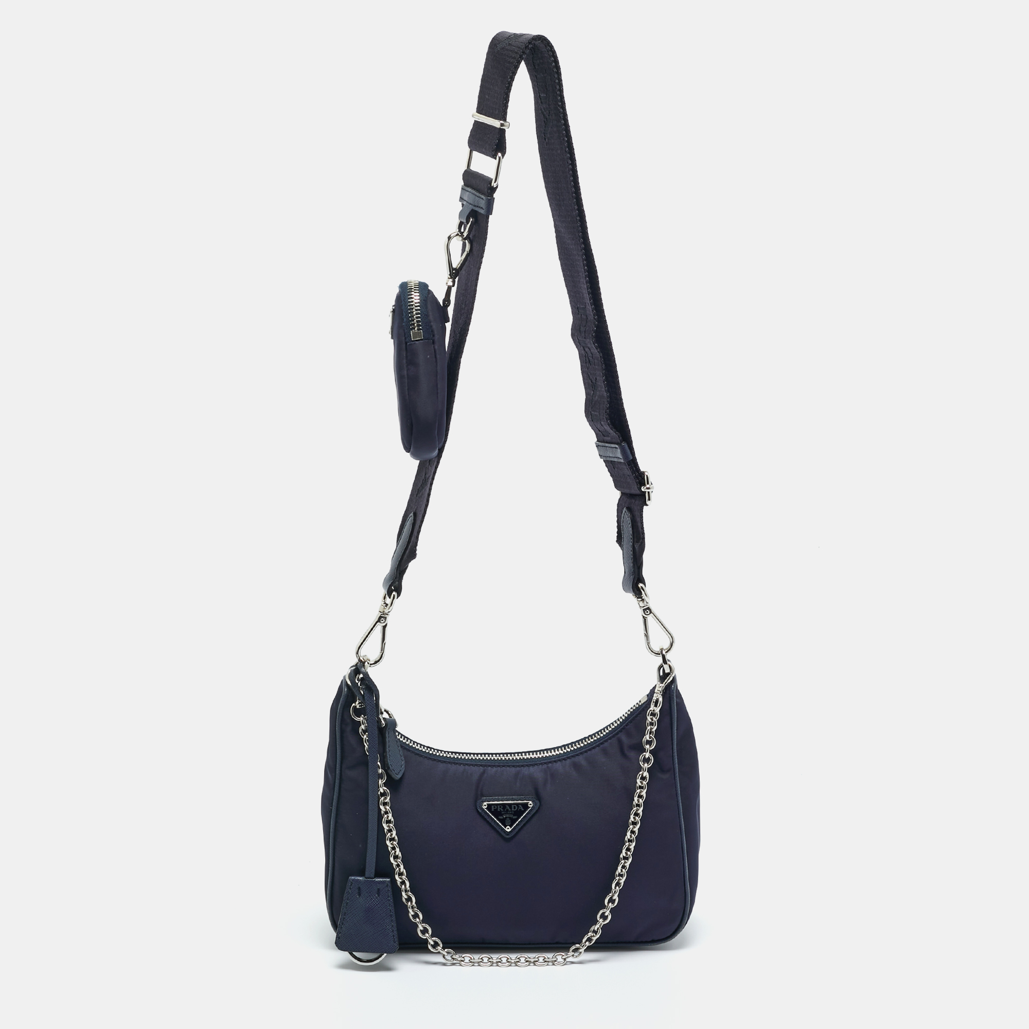 

Prada Navy Blue Nylon and Saffiano Leather Re-Edition 2005 Shoulder Bag