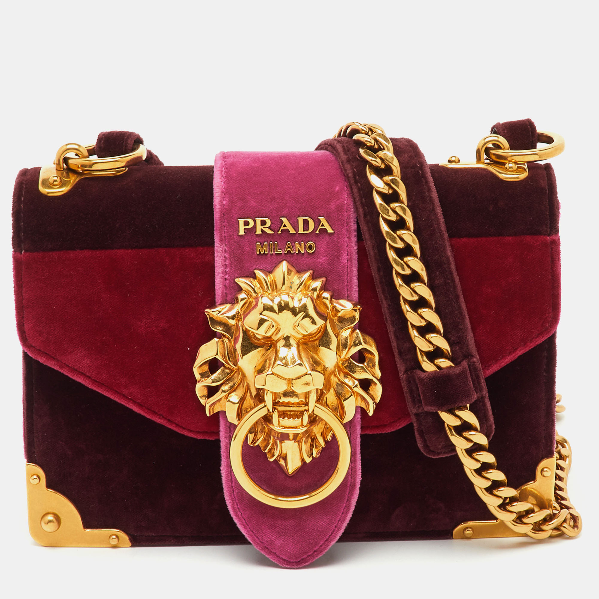 

Prada Multicolor Velvet Lions Head Cahier Flap Shoulder Bag