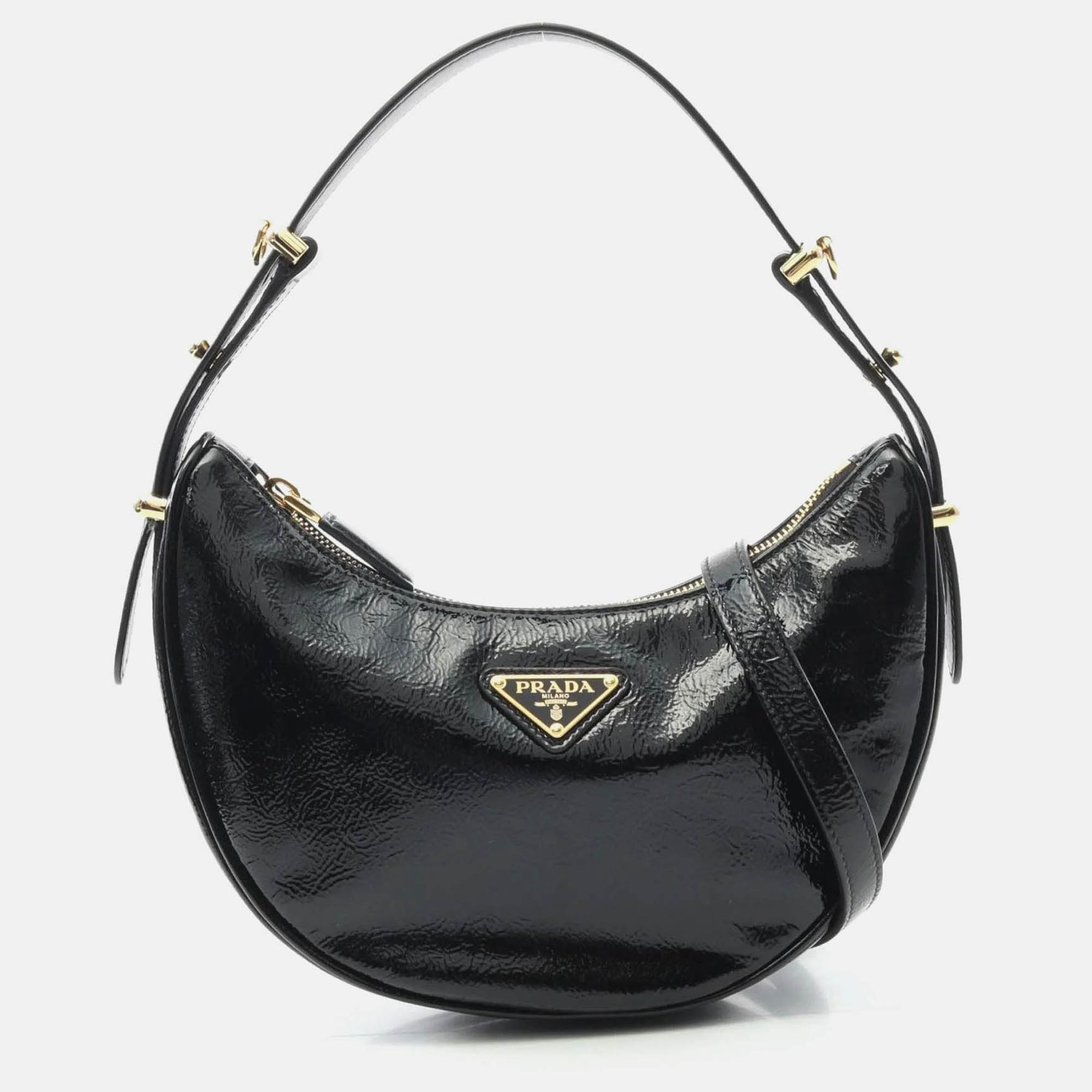 

Prada Arce Black Naplack Patent Leather Handbag