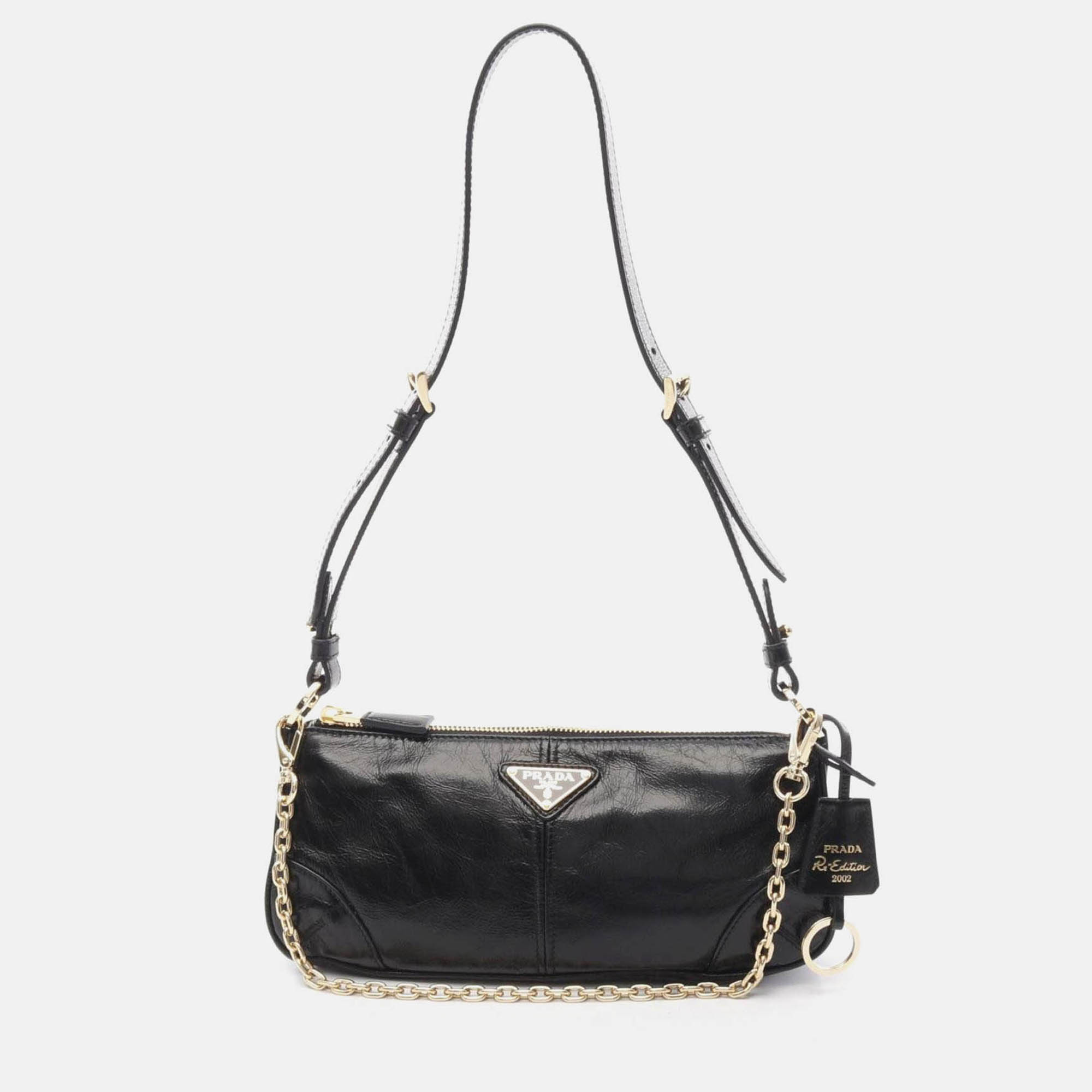 Pre-owned Prada Re-edition 2002 Shoulder Bag Leather Black