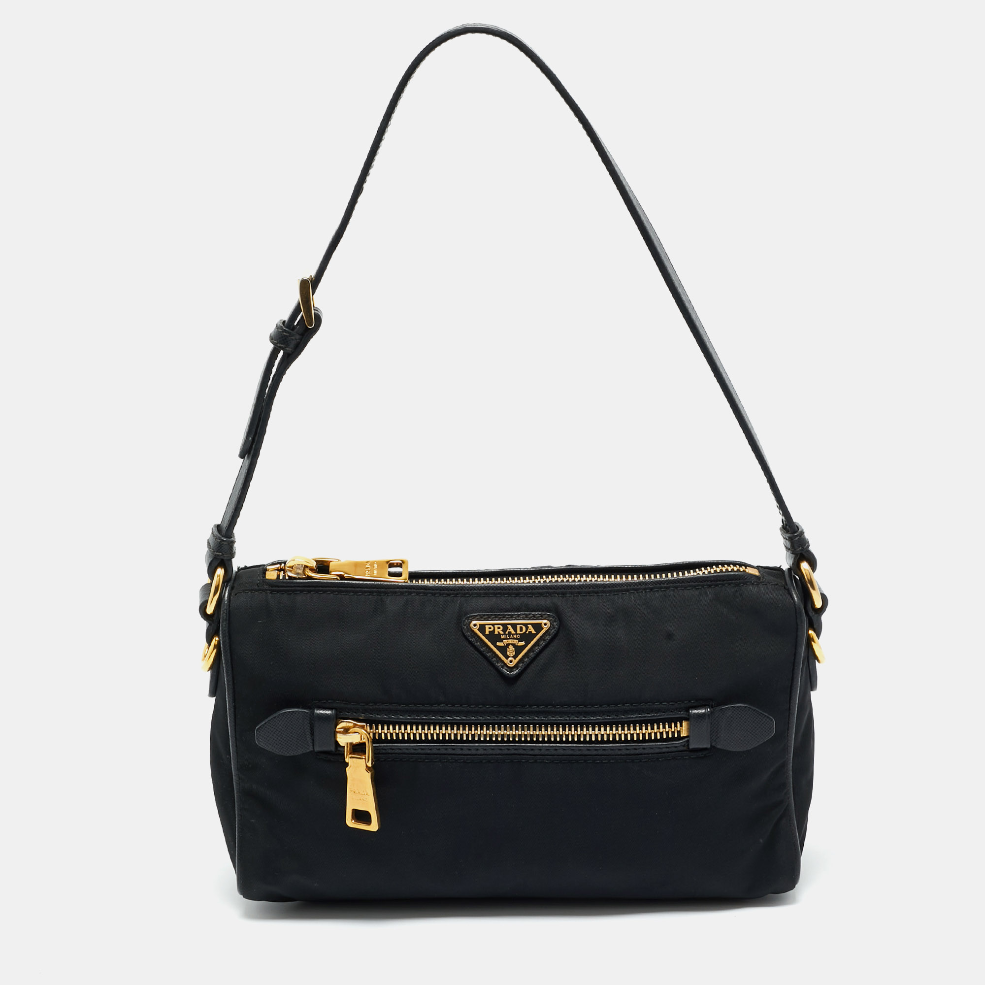 

Prada Black Nylon and Saffiano Leather Shoulder Bag
