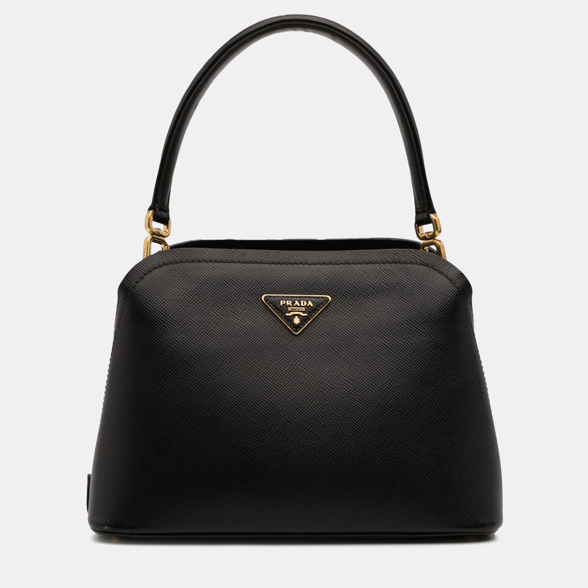 Pre-owned Prada Black Medium Saffiano Matinee Satchel