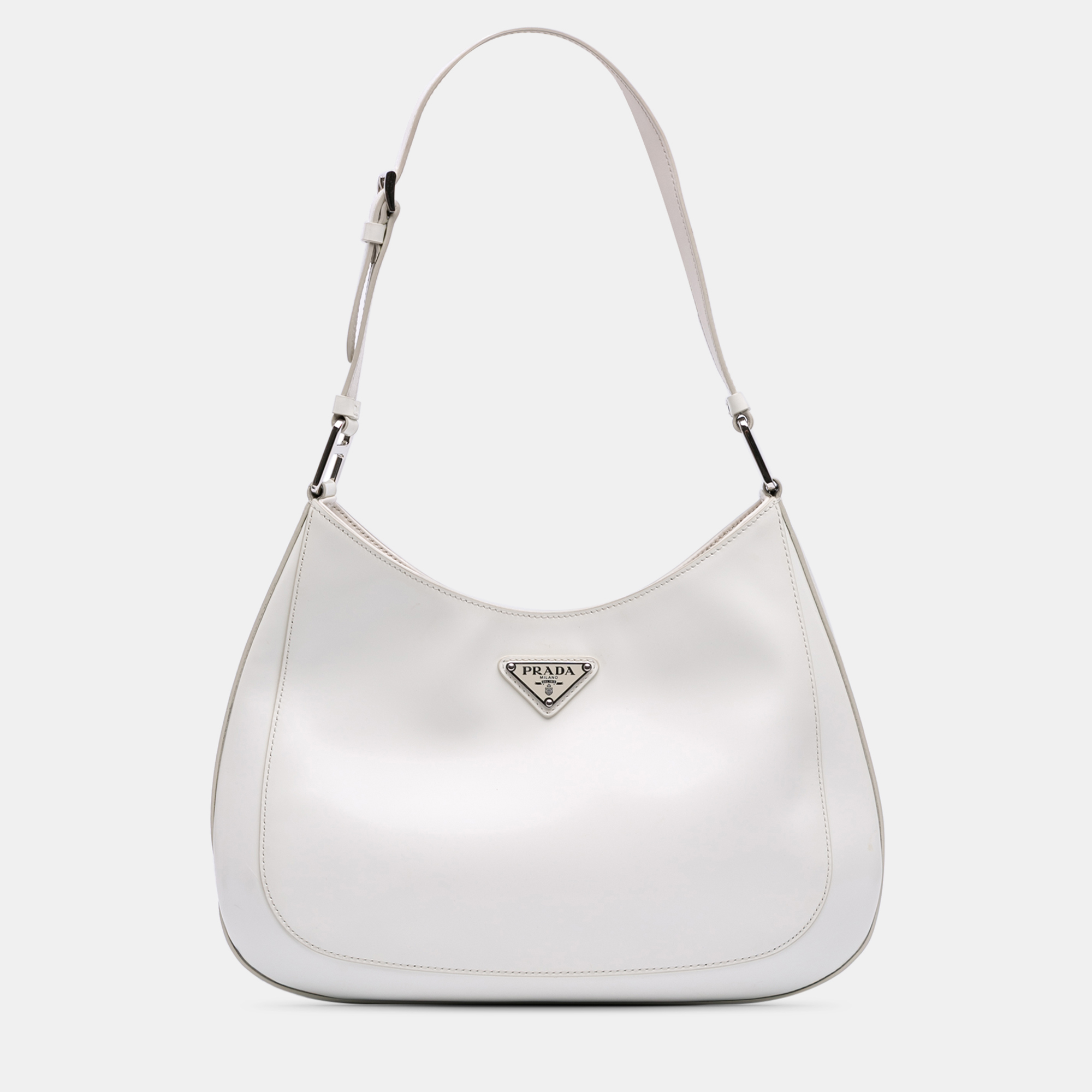 

Prada White Spazzolato Cleo Shoulder Bag