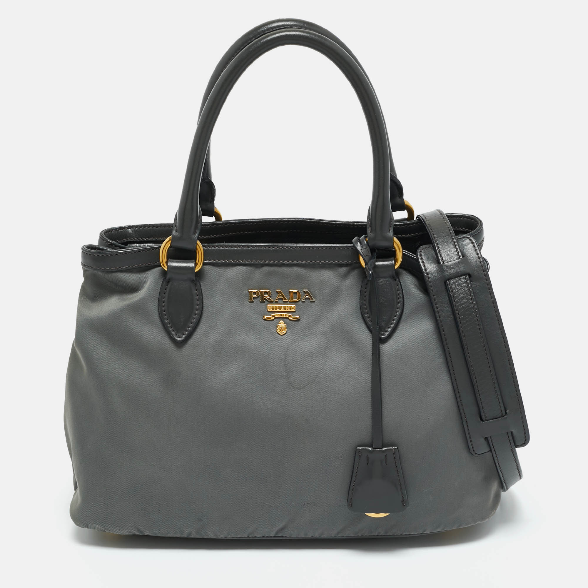 

Prada Grey Nylon and Leather Tote