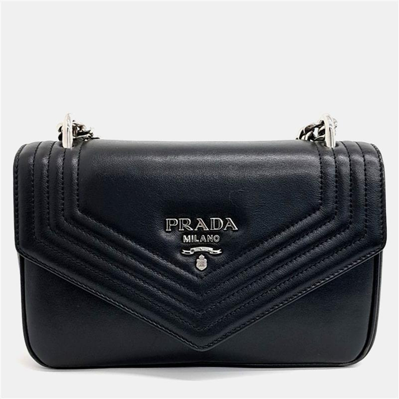 

Prada Black Leather Grace Luxe Chain Shoulder Bag