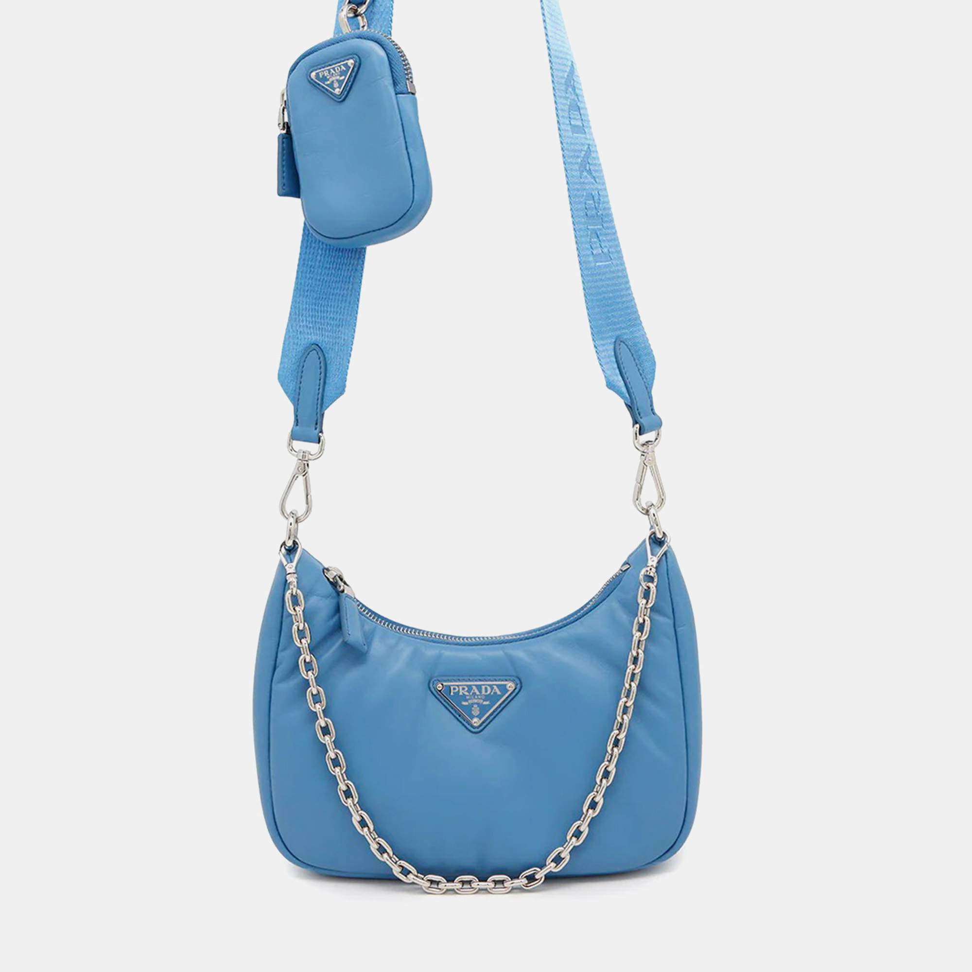 

Prada Re-Edition 2005 Light Blue Leather Shoulder Bag