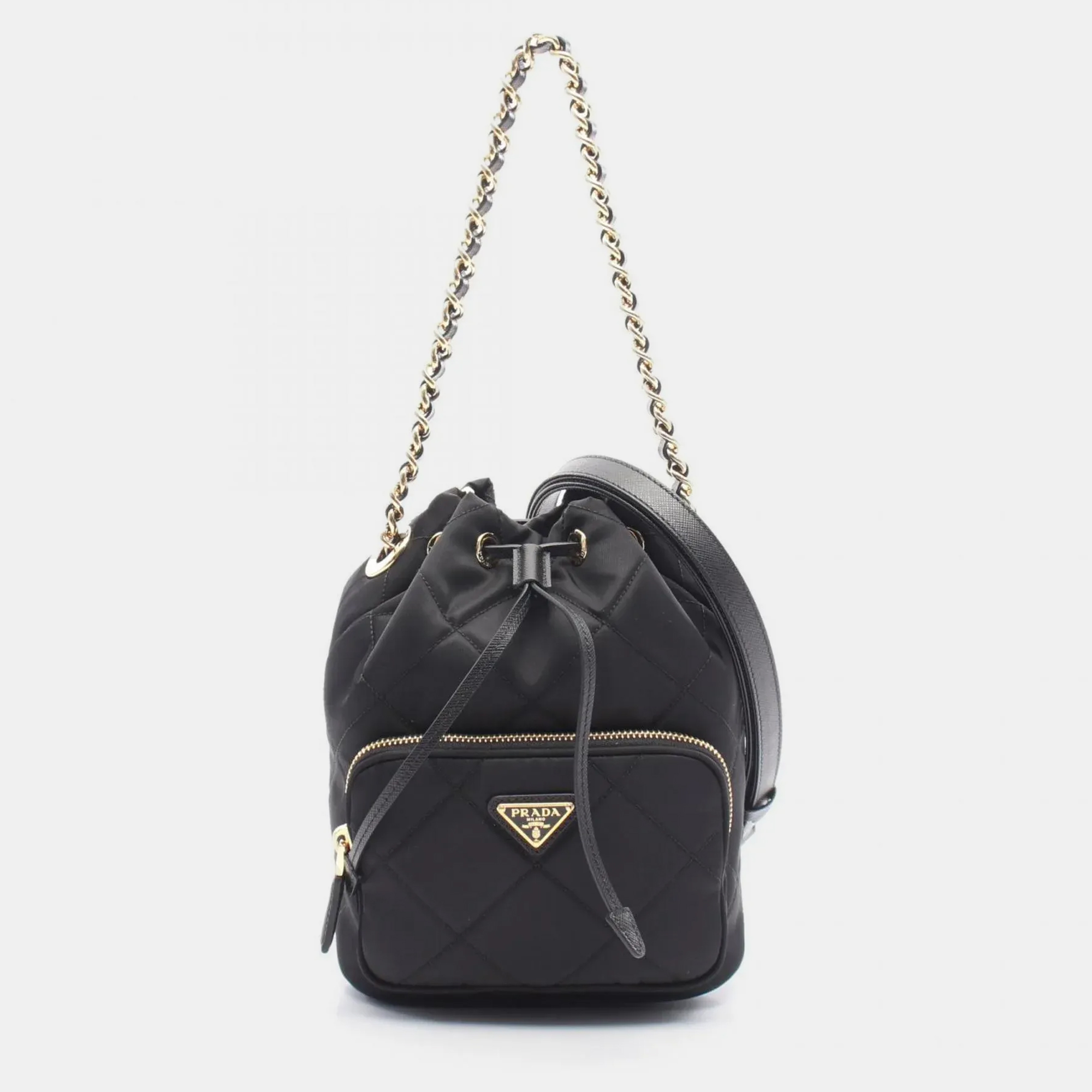 

Prada Vela Handbag Nylon Saffiano Leather Black