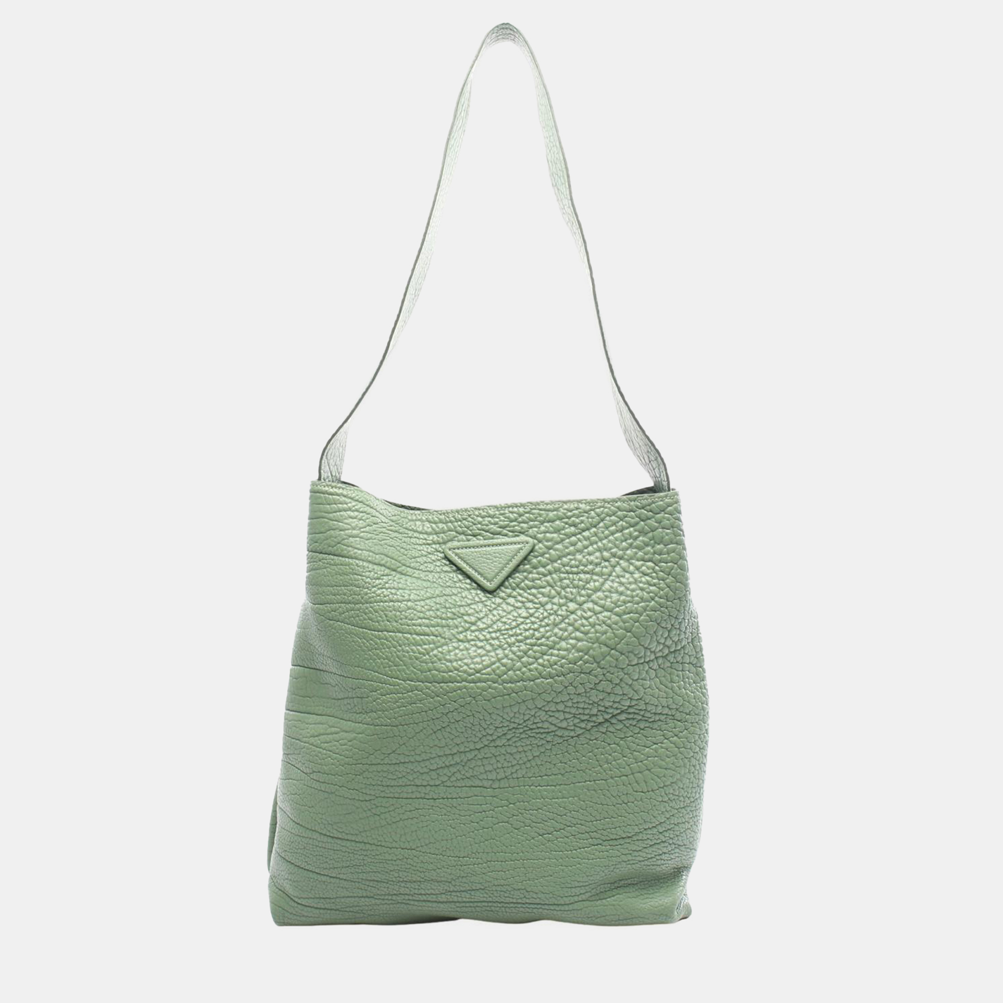 

Prada Green Full Grain Leather Tote