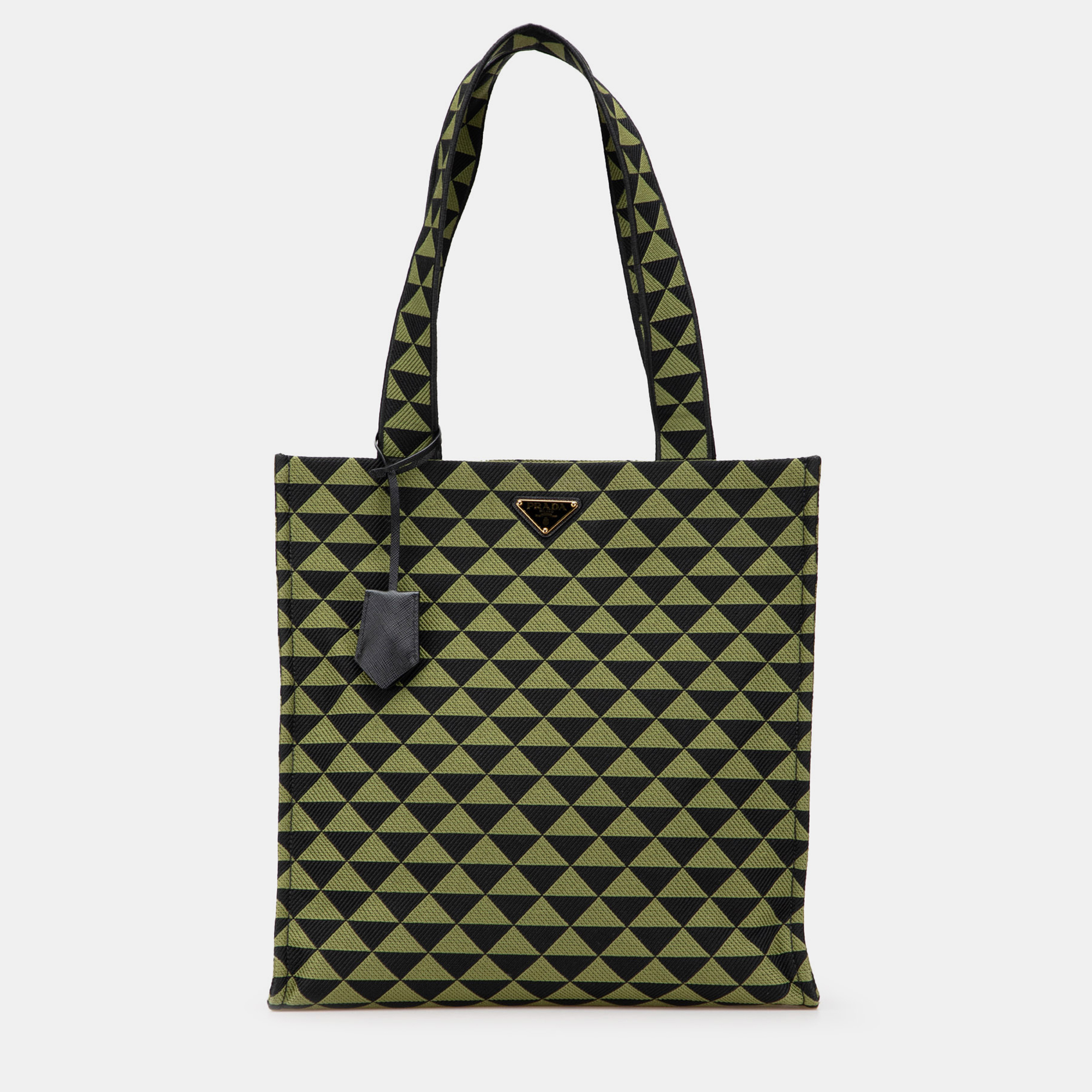 

Prada Green Jacquard Triangolo Symbole Shopping Tote