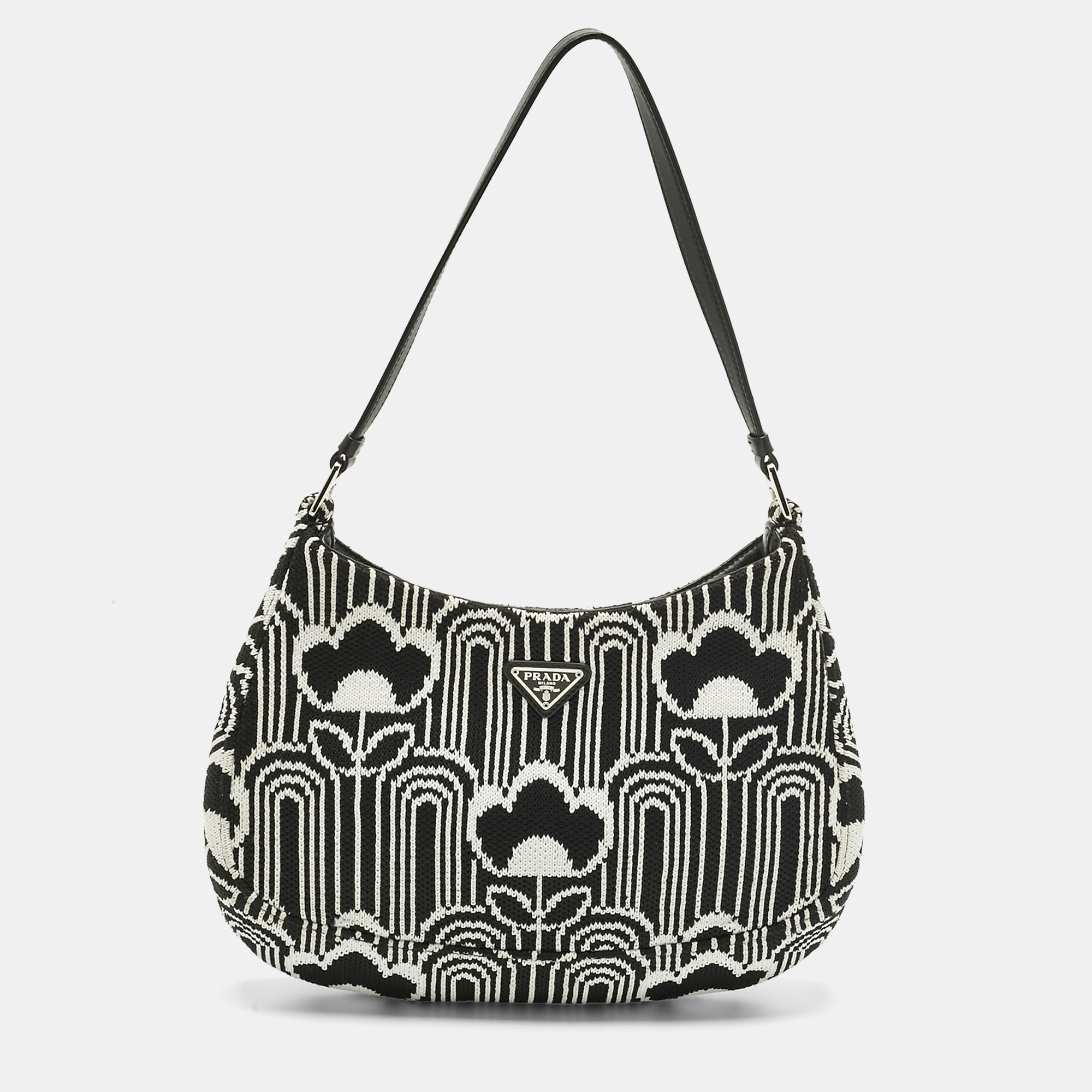 

Prada Black/White Maglia Jacquard Fabric Cleo Shoulder Bag