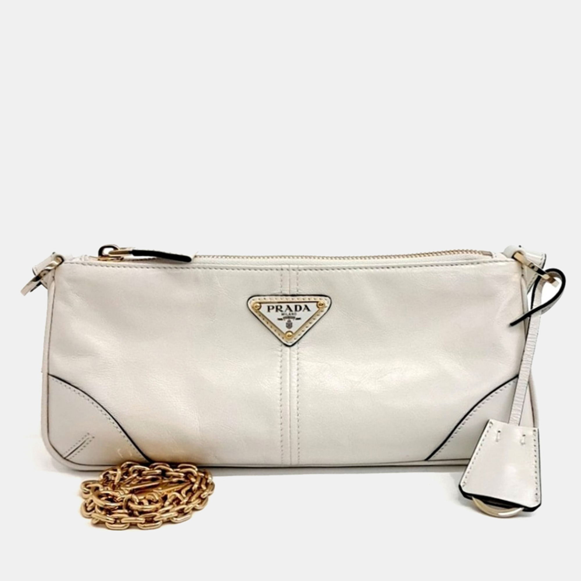 

Prada White Leather Re-Edition 2002 Medium Leather Shoulder Bag