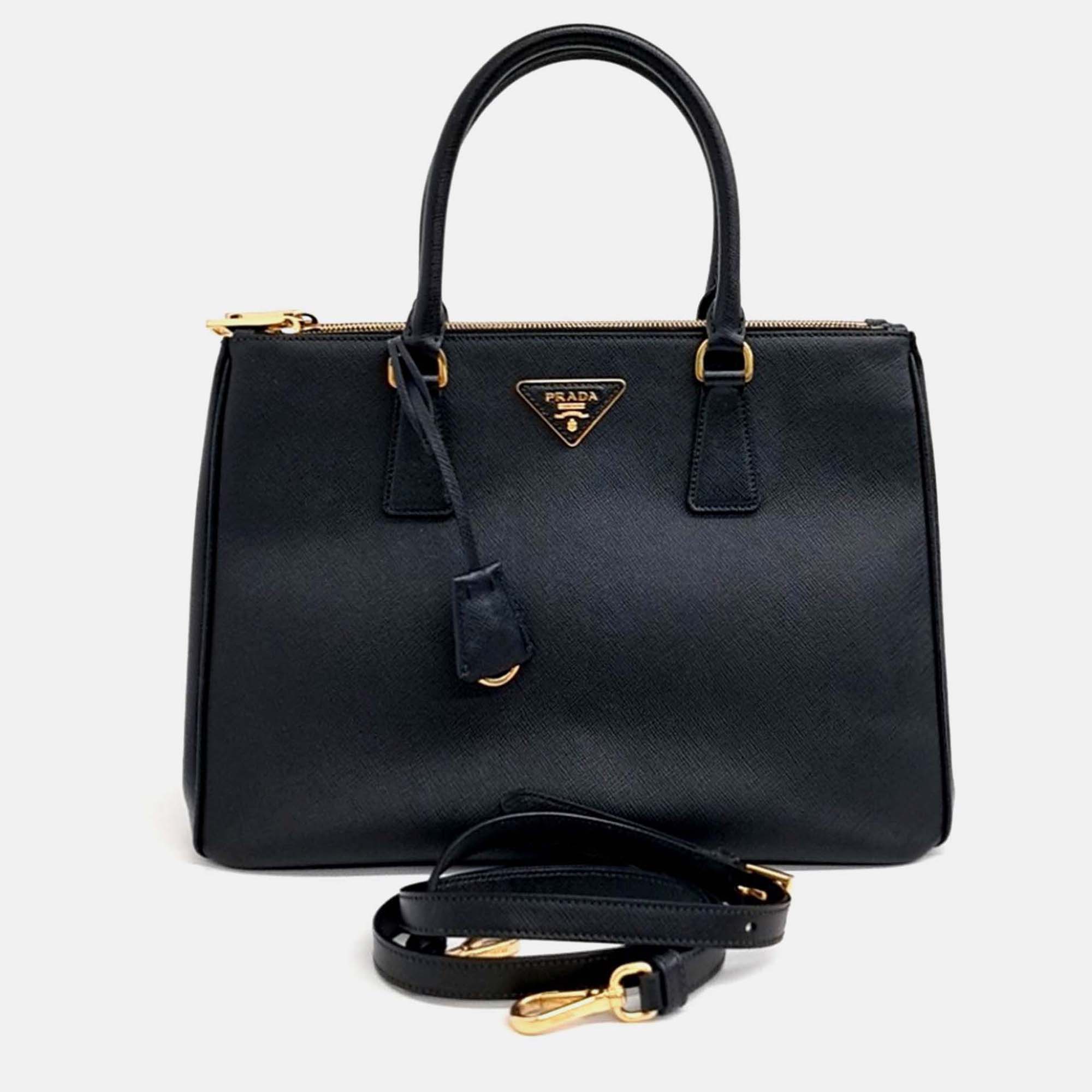 

Prada Black Saffiano Leather Luxe Tote and Shoulder Bag