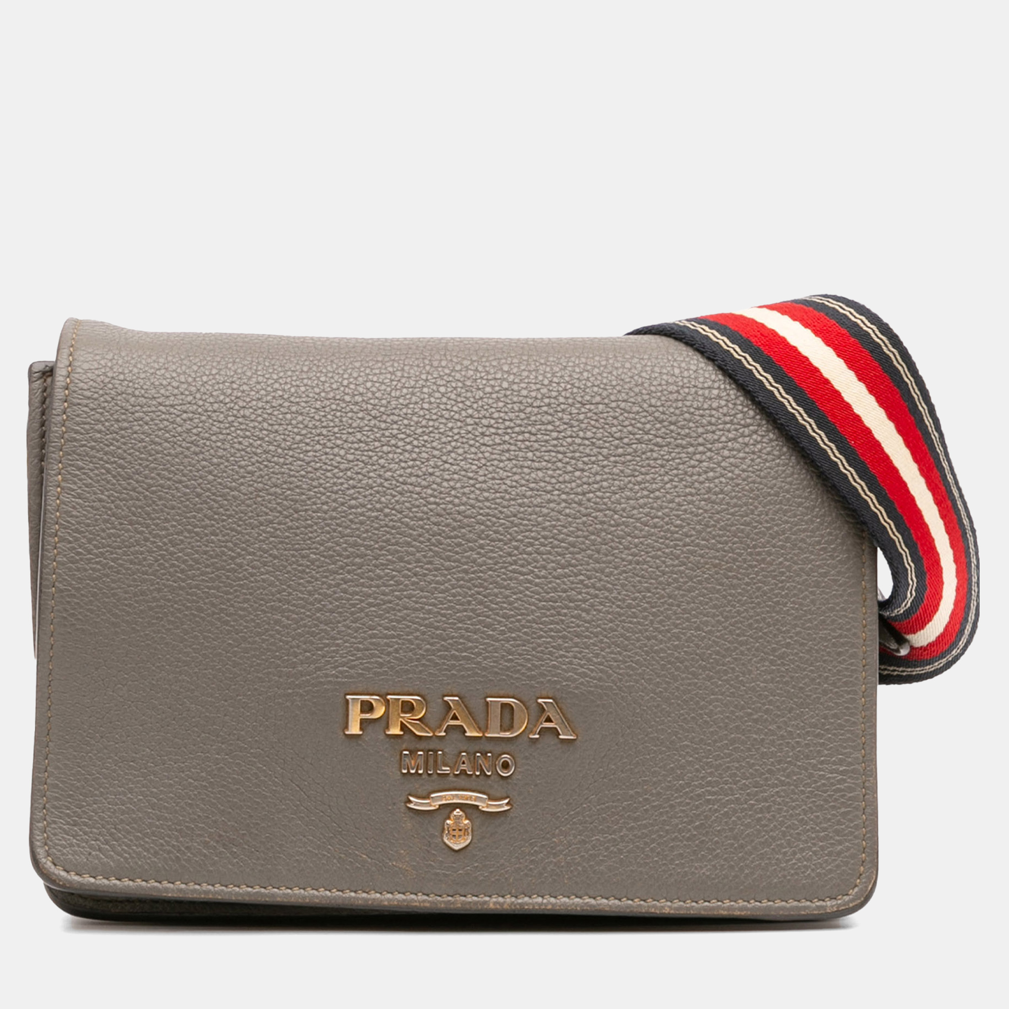 Pre-owned Prada Brown Vitello Daino Flap Crossbody