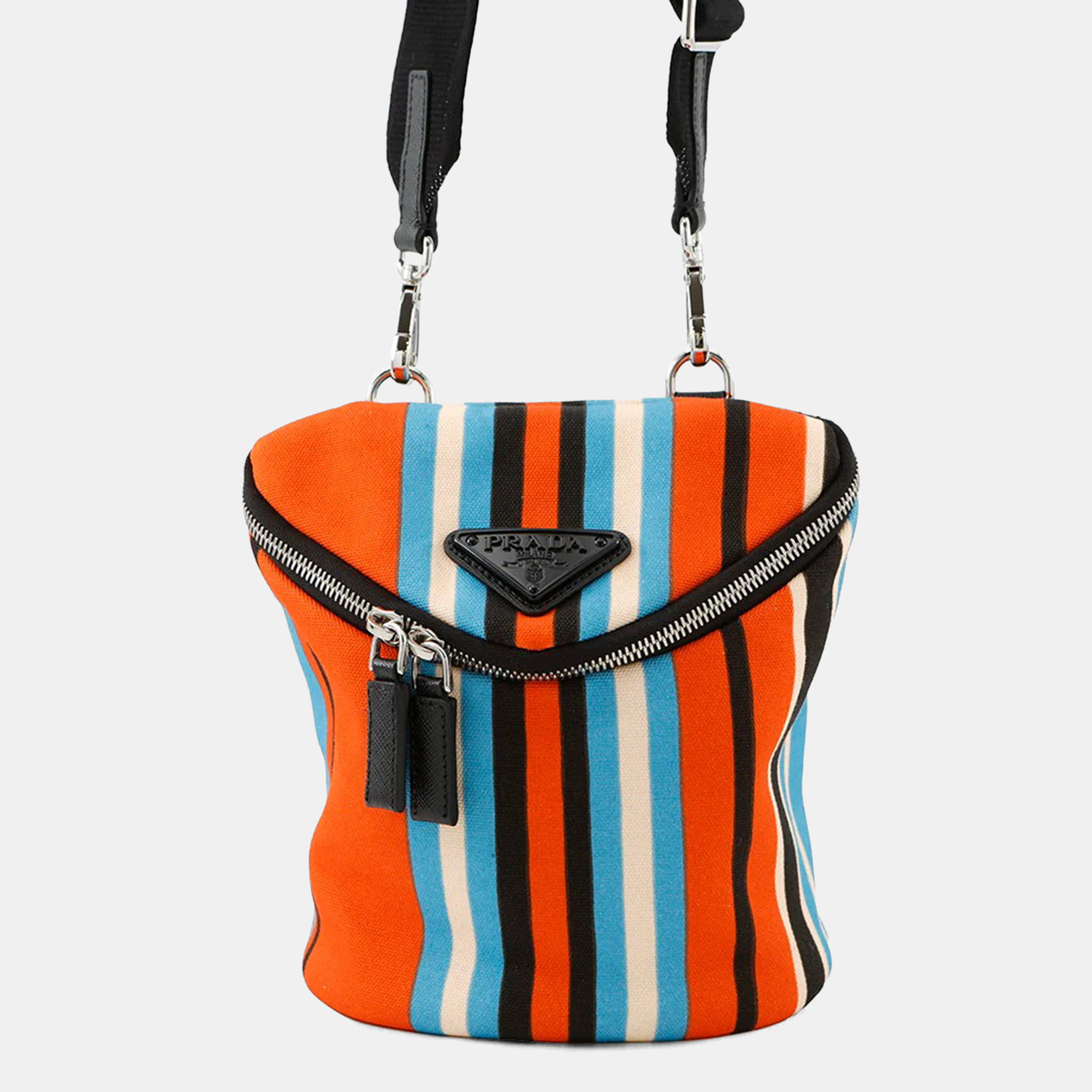 Pre-owned Prada Triangle Logo Shoulder Bag Multicolor Canvas