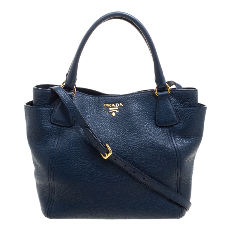 Pre Owned Prada Black Vitello Daino Leather Shopper Tote