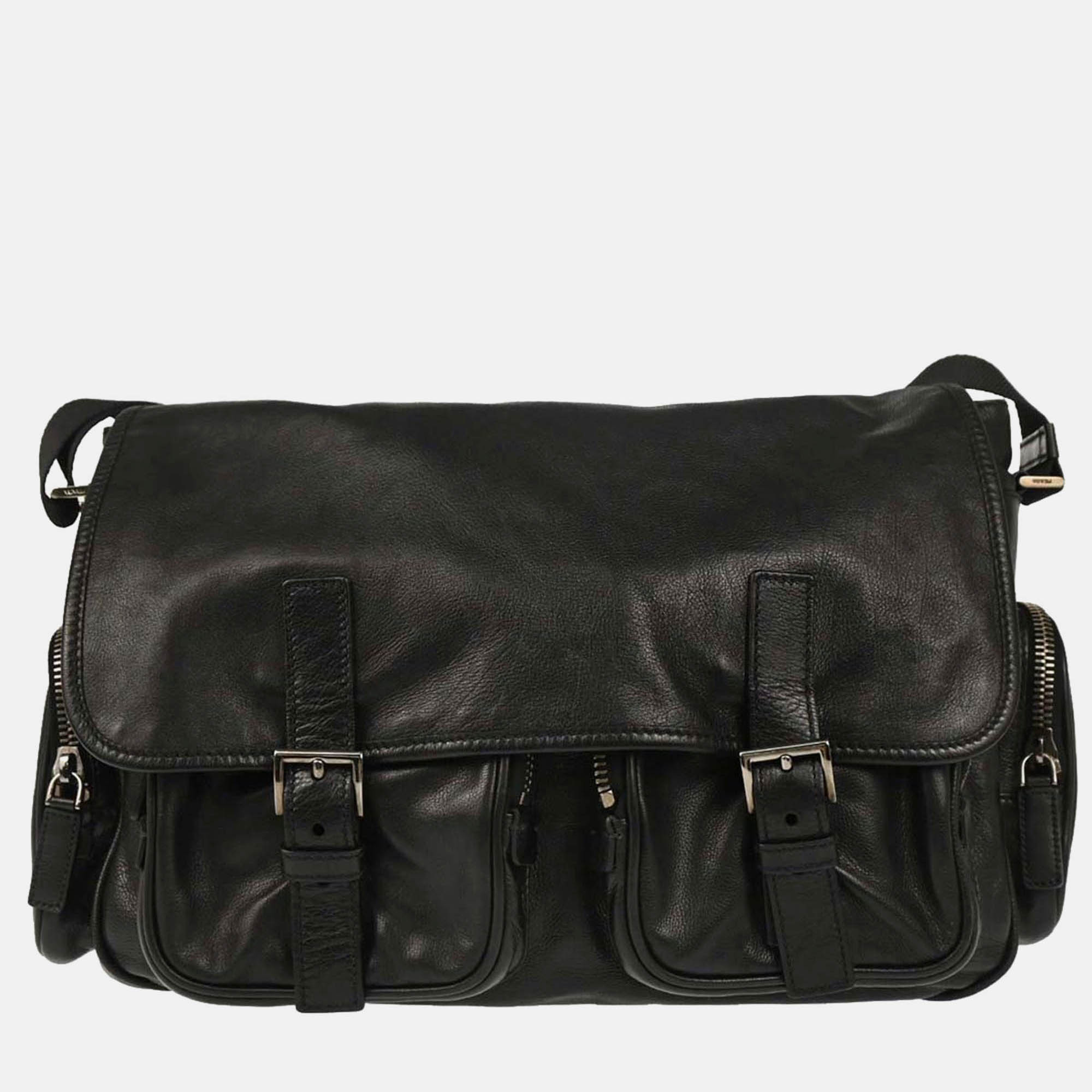

Prada Black Leather Shoulder Bag