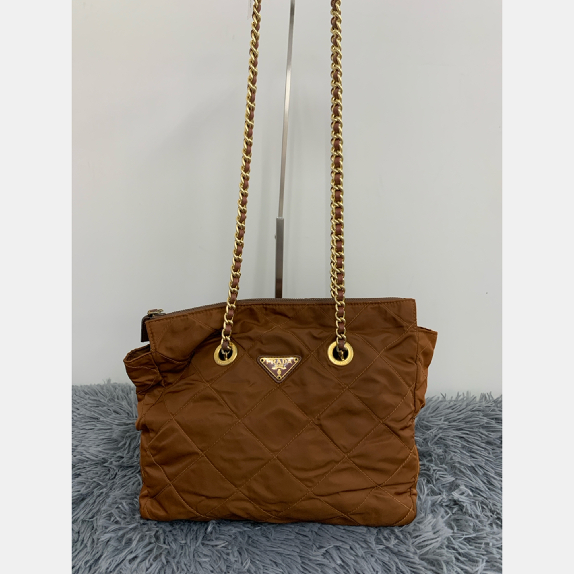 

Prada Nylon Brown Chain Shoulder Bag