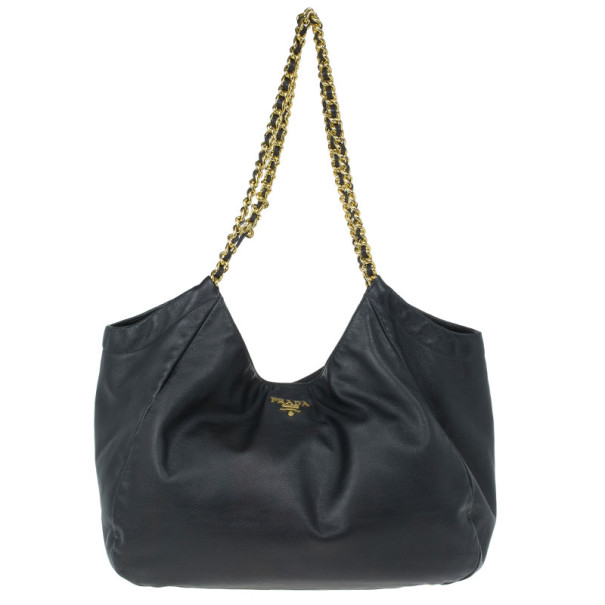 مملوكة مسبقًا Prada Black Soft Leather Baltico Shoulder Bag