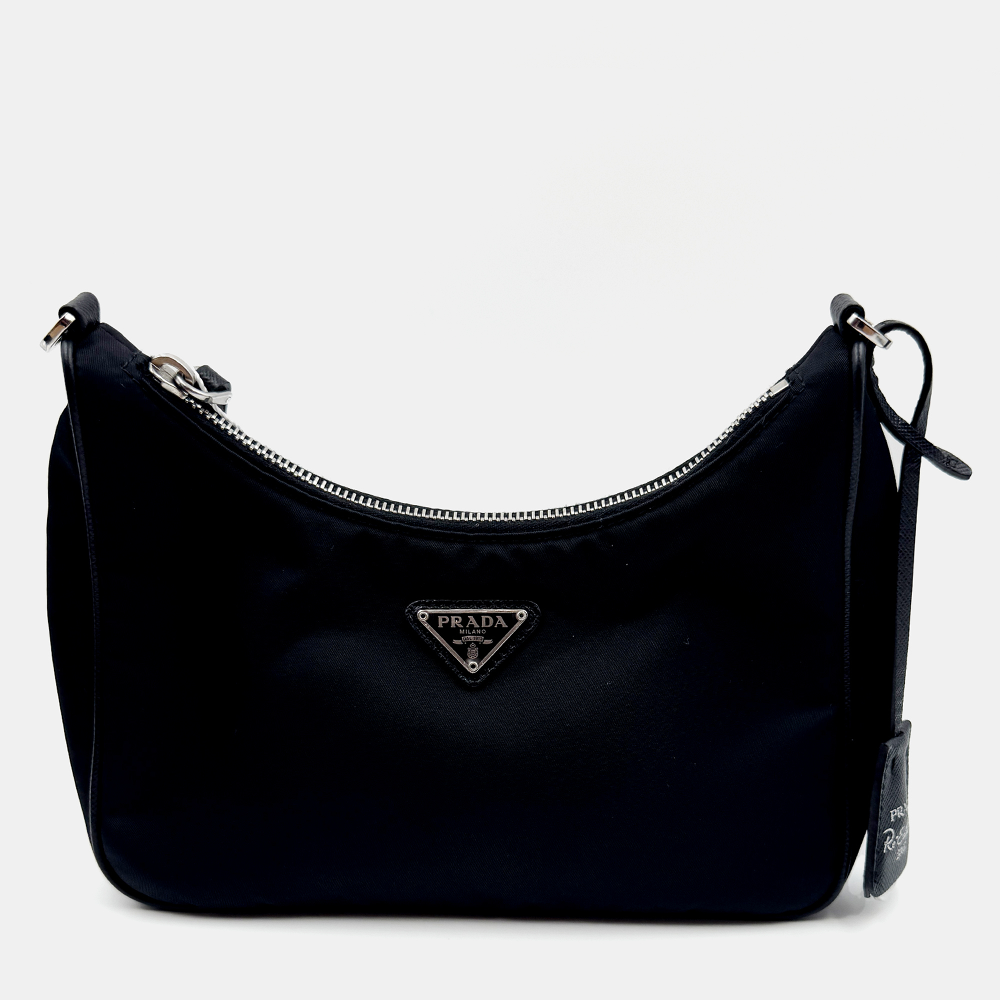 Pre-owned Prada Black Nylon And Saffiano Leather Re-edition 2005 Shoulder Bag