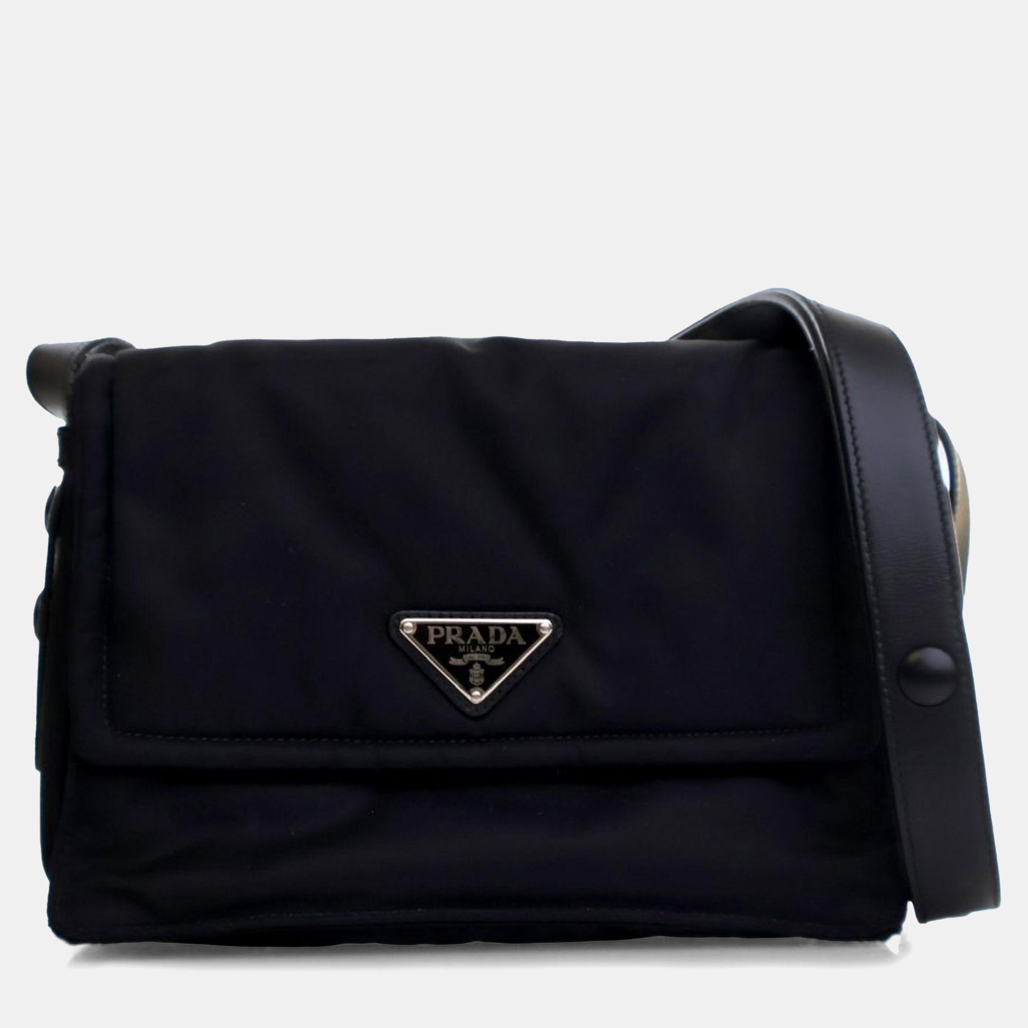 Pre-owned Prada Black Small Re Nylon Padded Traveller Shoulder Bag