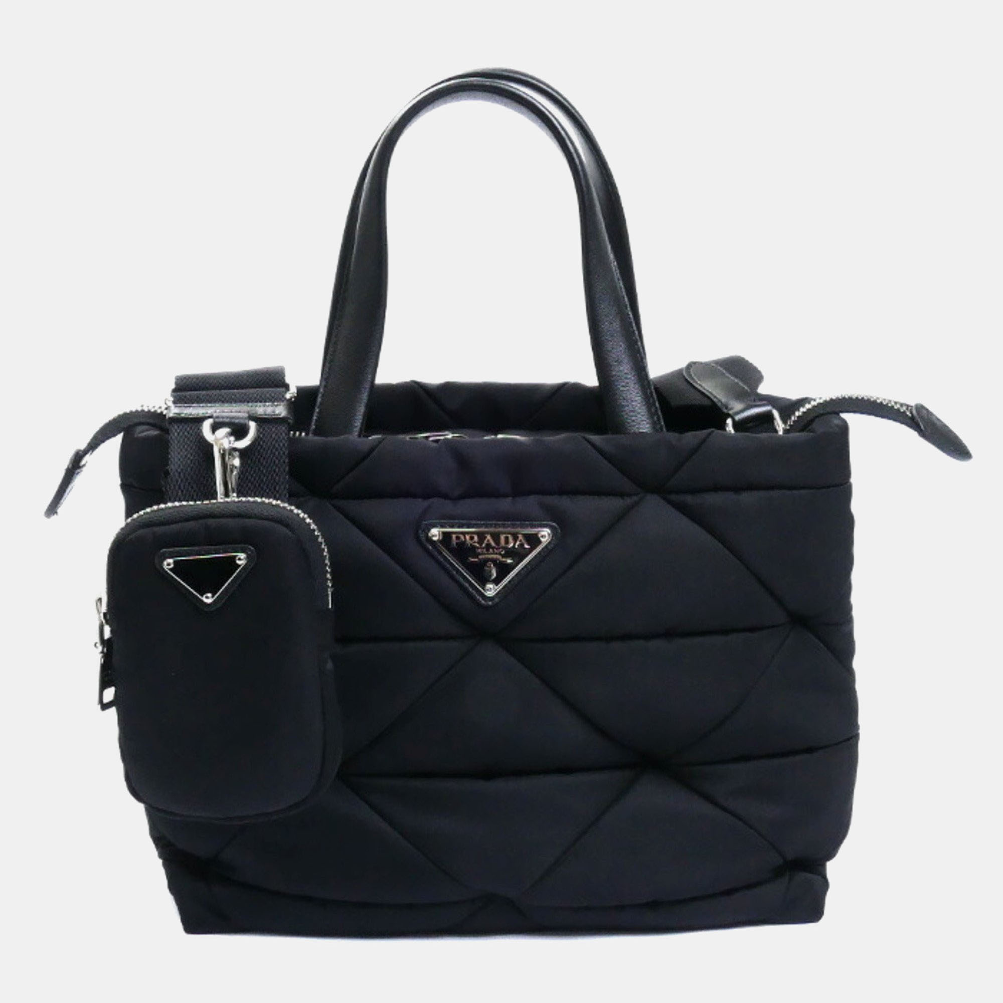 Pre-owned Prada Mini Padded Re-nylon Tote Bag Black