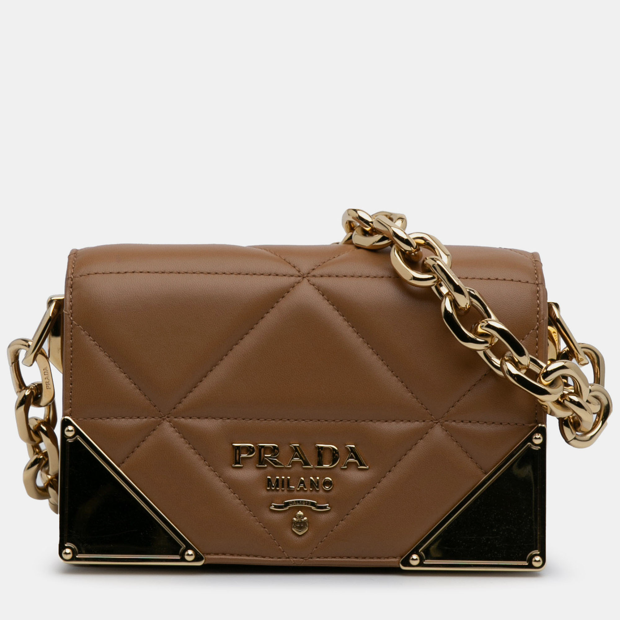Pre-owned Prada Brown Nappa Stitched Satchel